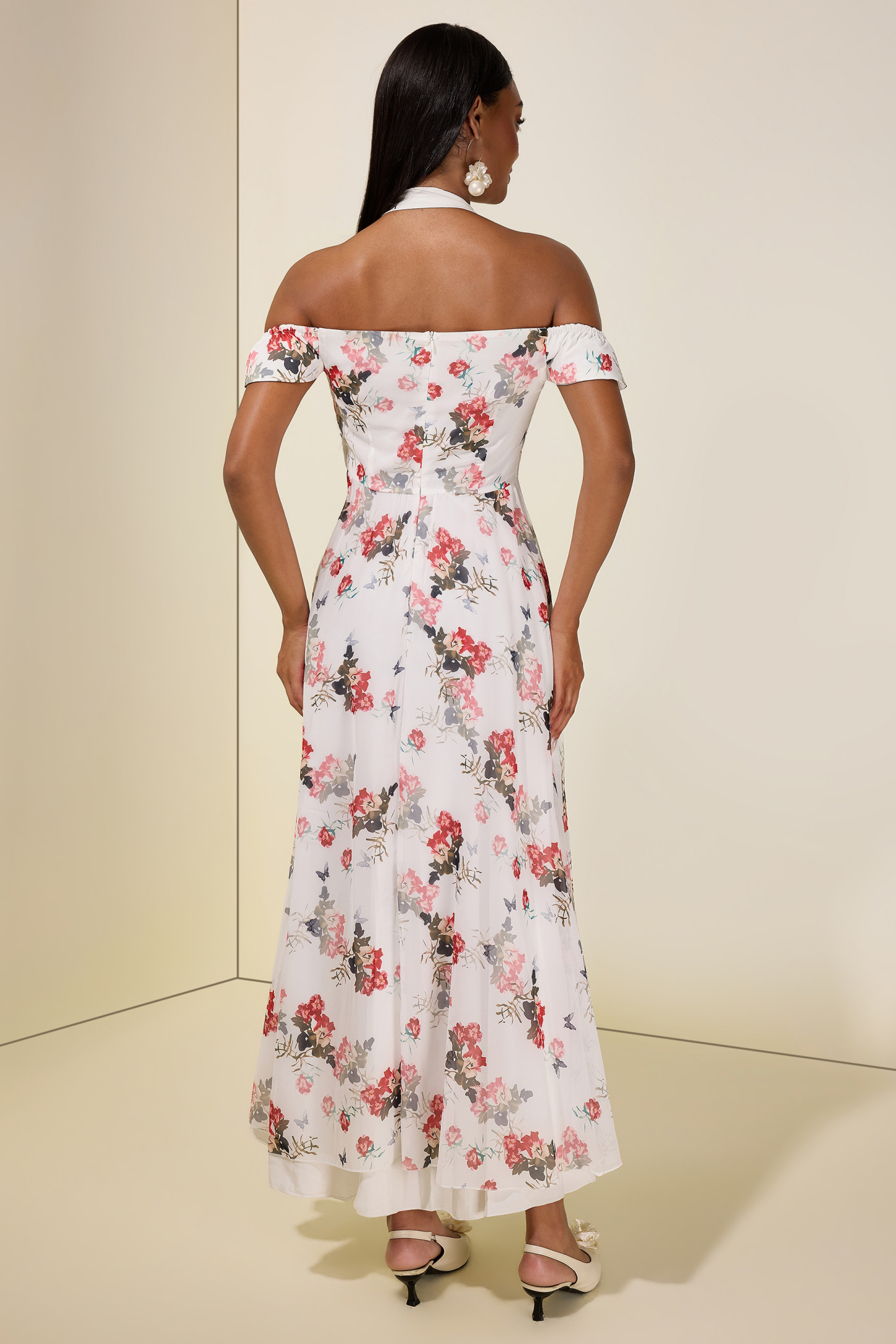 Floral Single Breasted V-Neck Maxi Dress