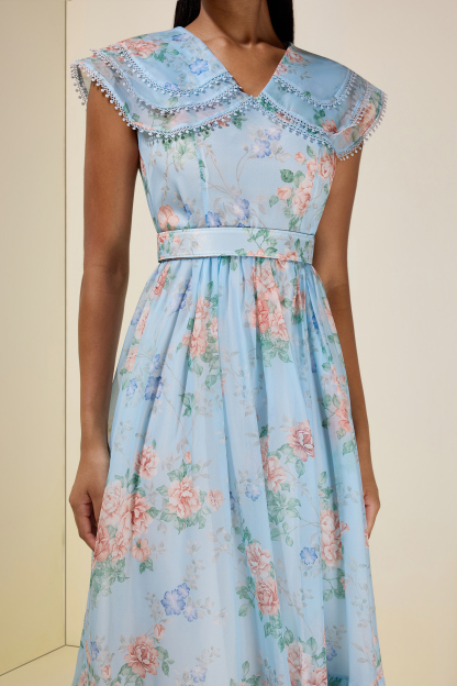 Floral Lace Maxi Dress With Belt