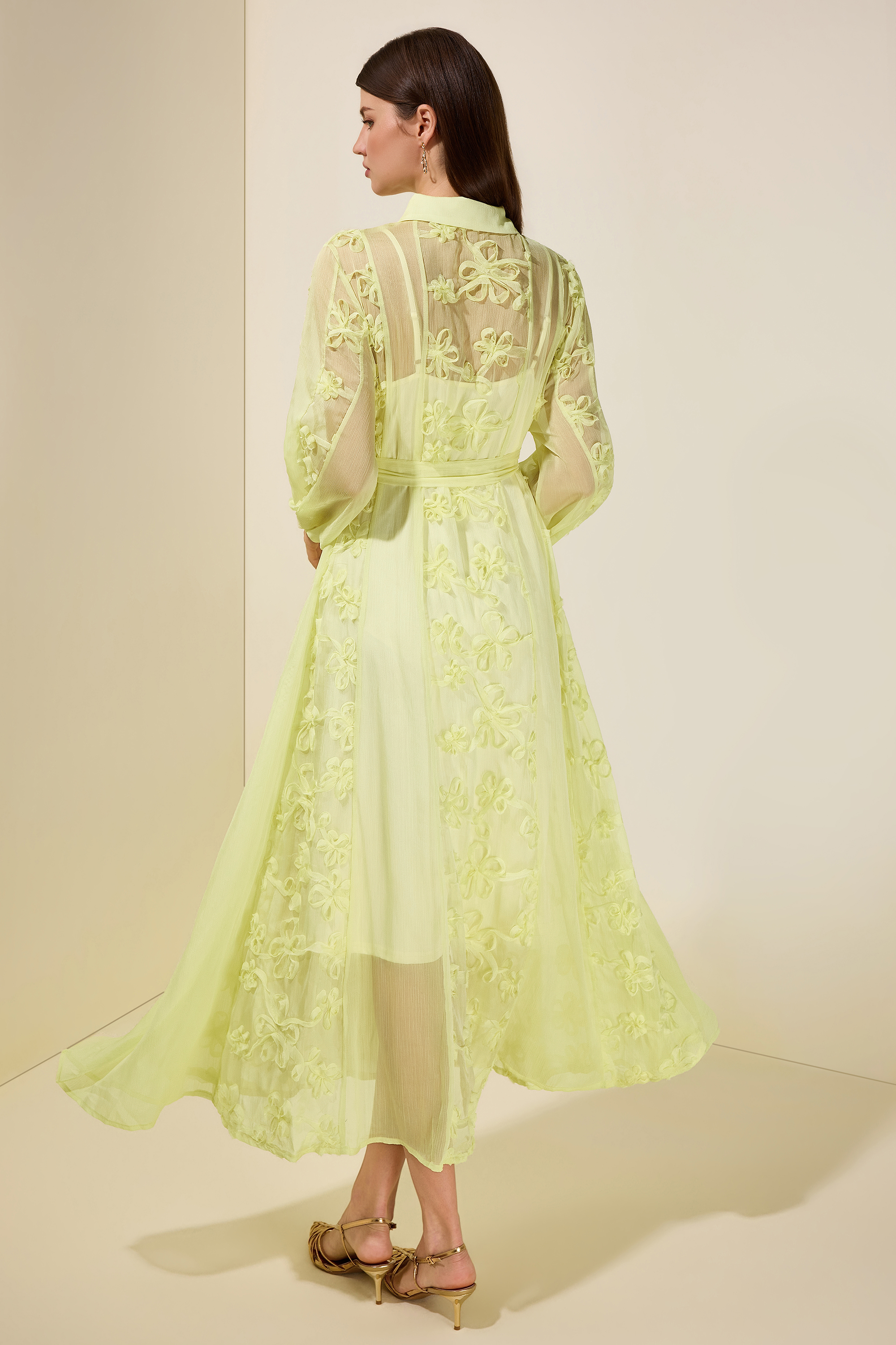 Jacquard Flapped Single-Breasted Midi Dress