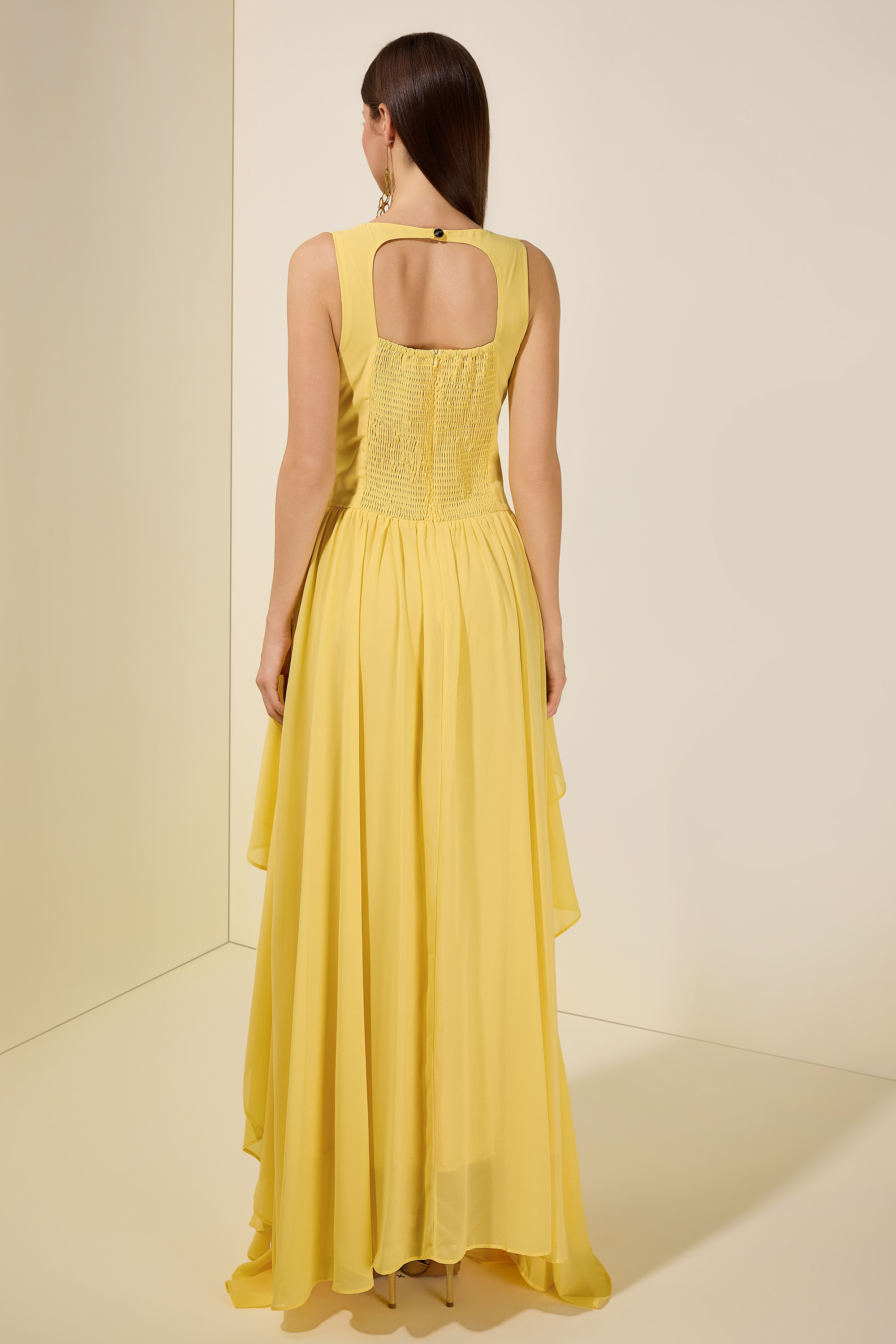 Chiffon Pleated Smocking  Maxi Dress