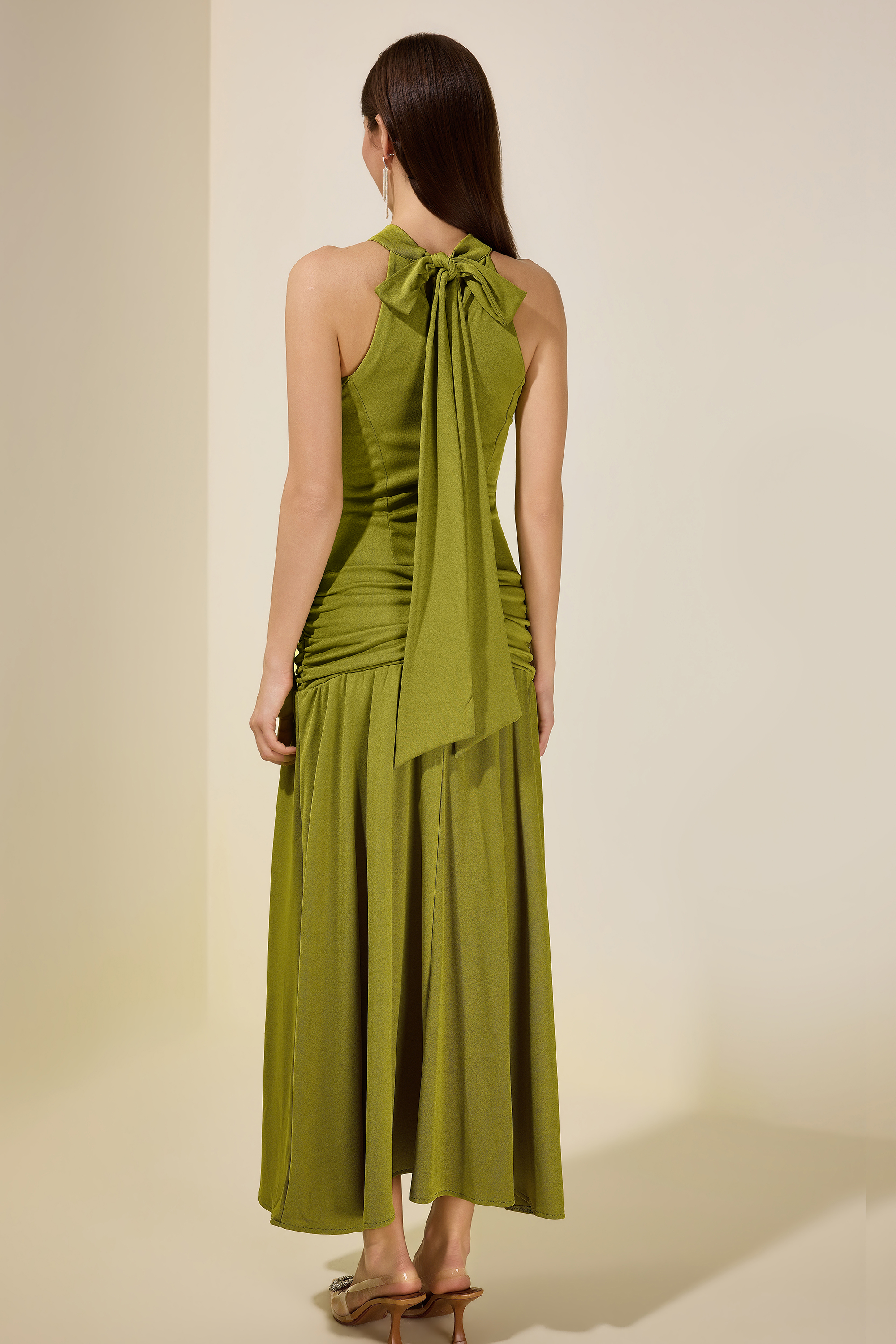 Jersey Stand Collar Sleeveless Maxi Dress