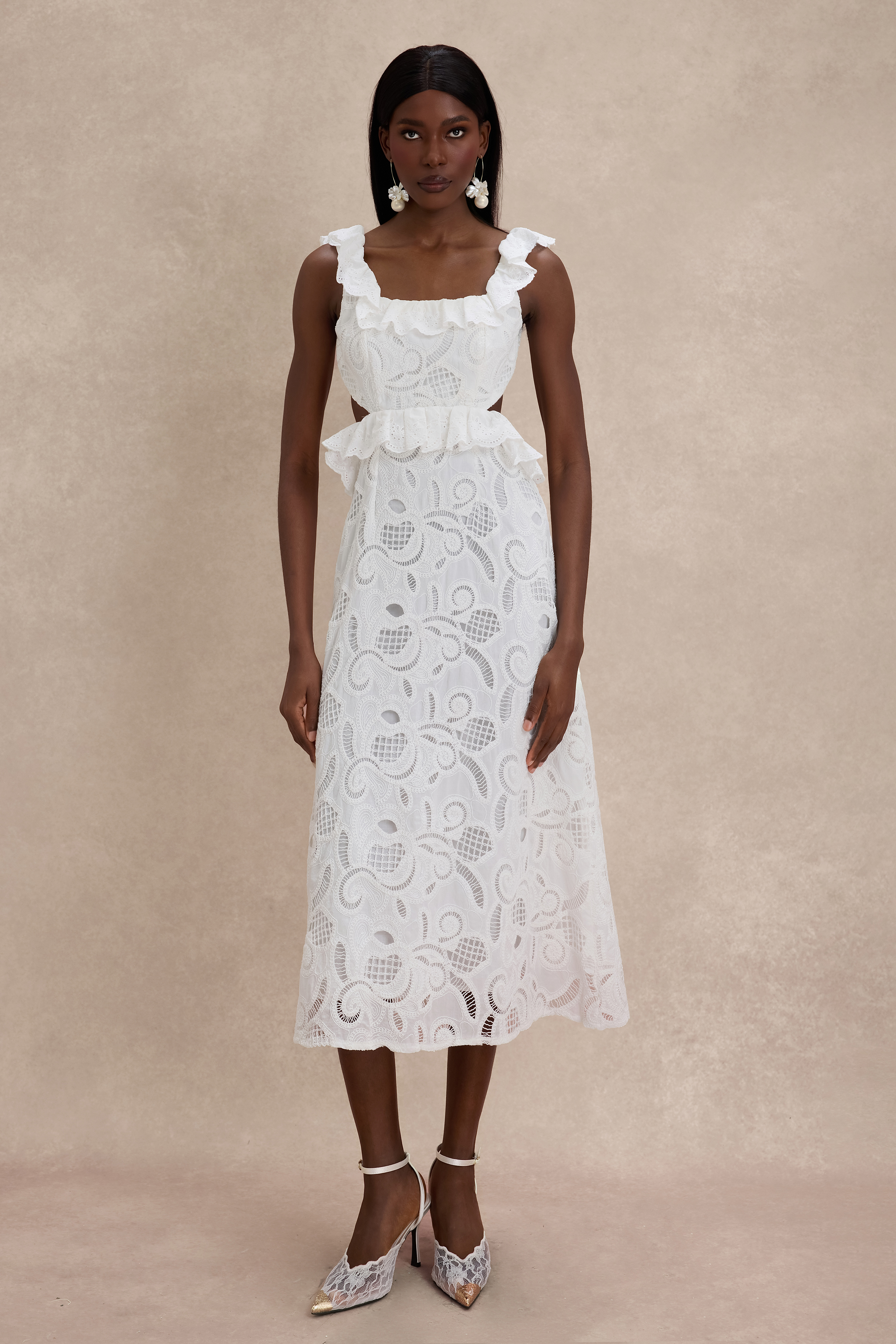Floral Lace Up Tiered Ruffle Hem Cami Maxi Dress – JardinVue