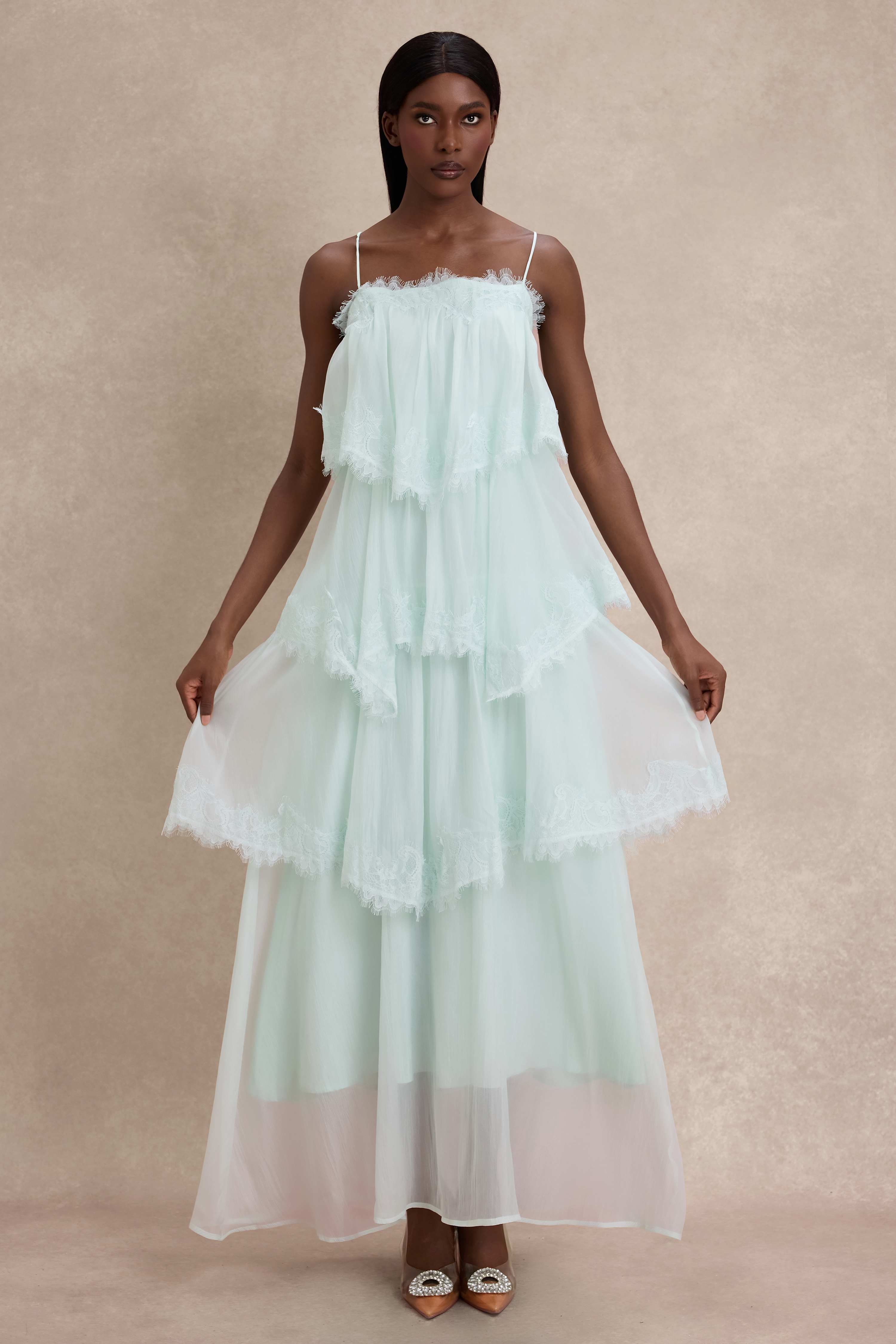 Lace Ruffle Slip Maxi Dress – JardinVue