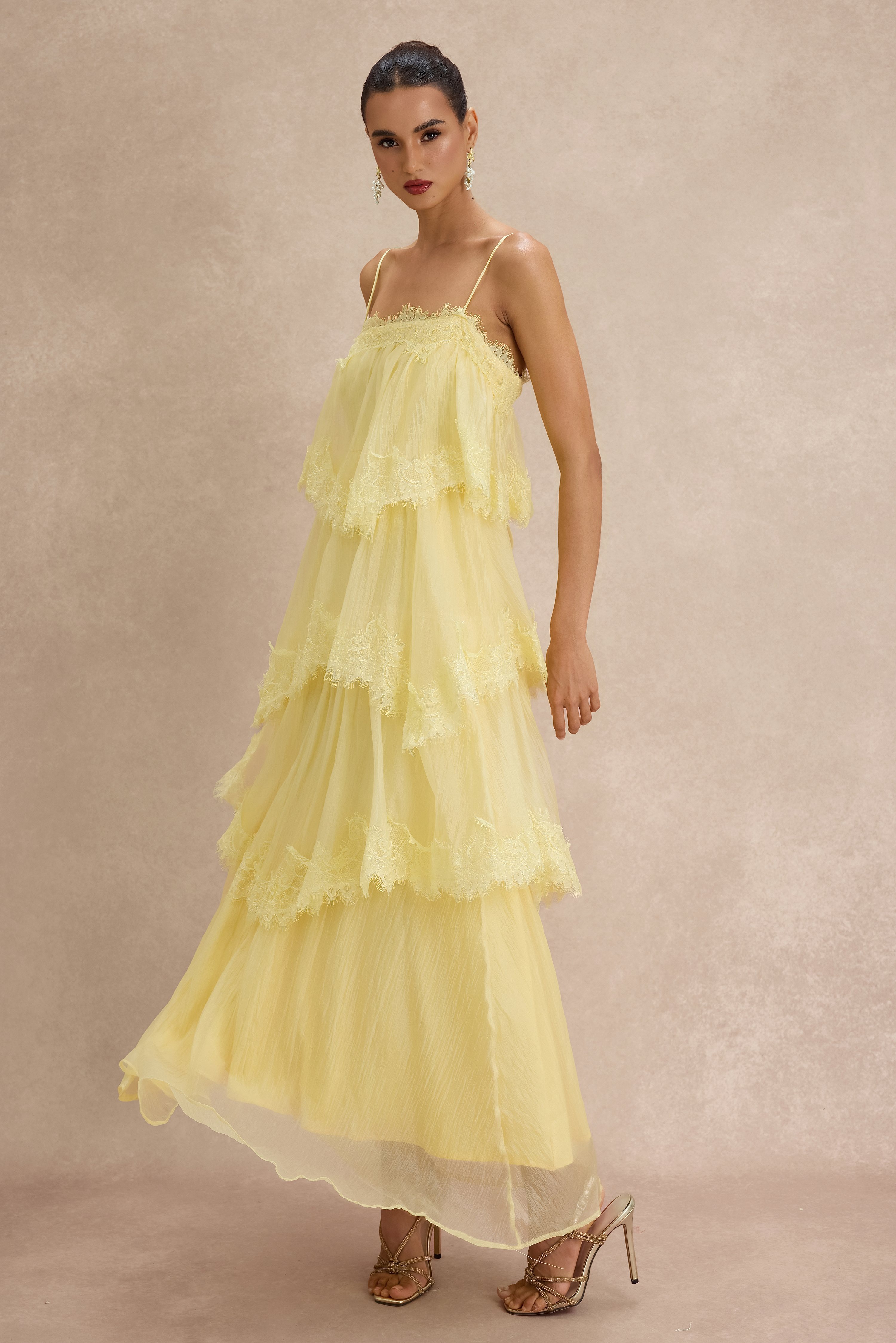 Lace Ruffle Slip Maxi Dress