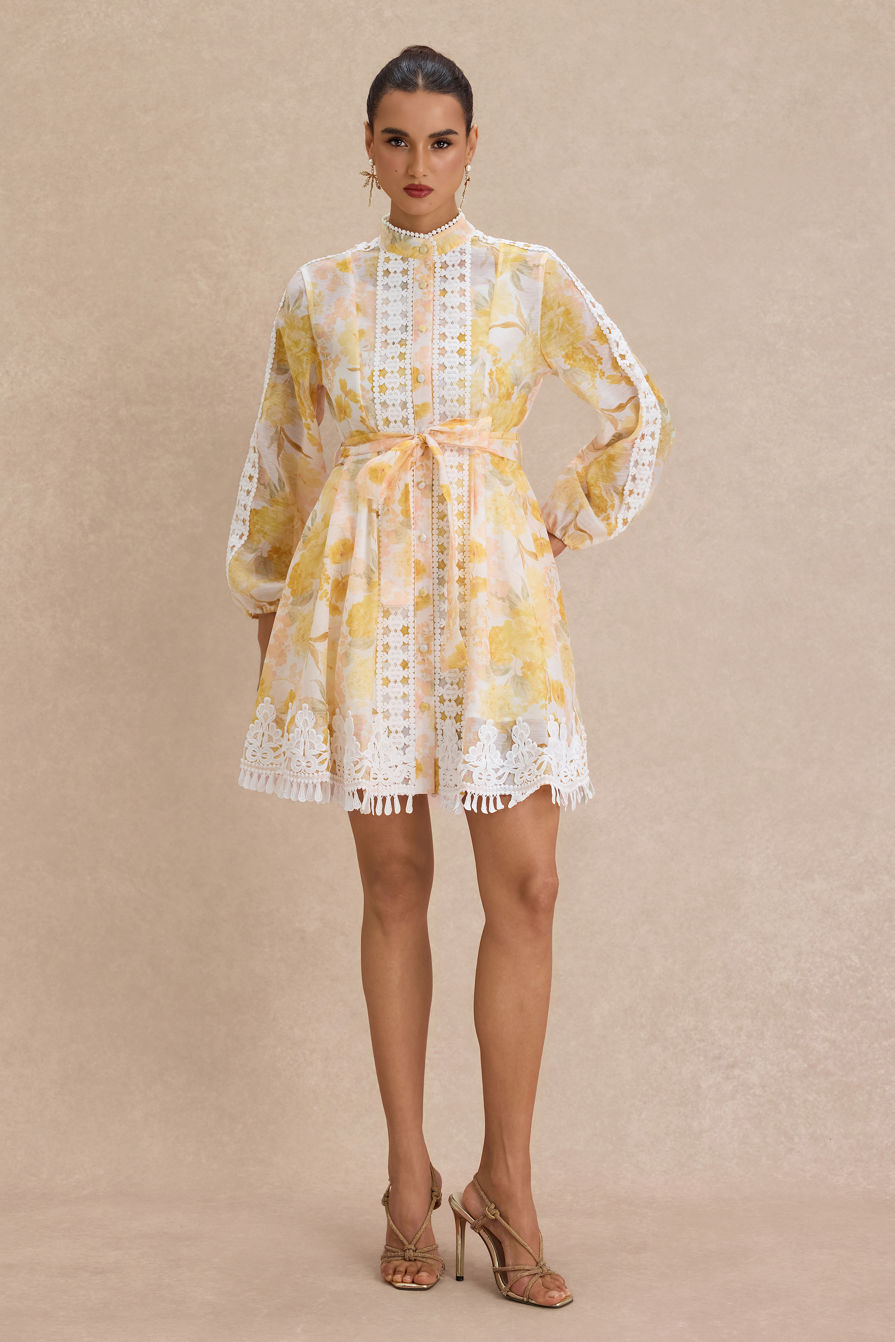 Floral Lace Tassel Mini Dress