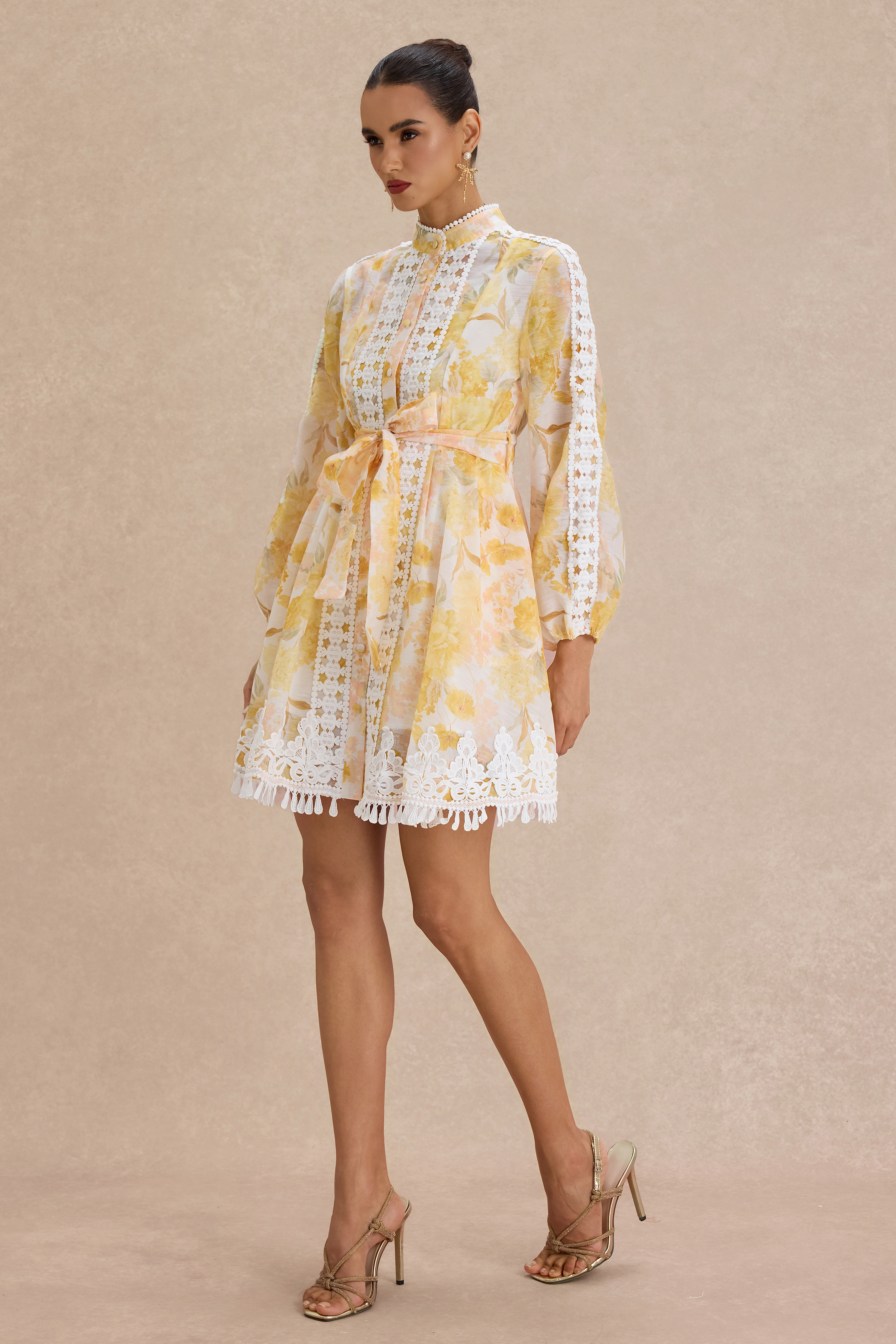 Floral Lace Tassel Mini Dress