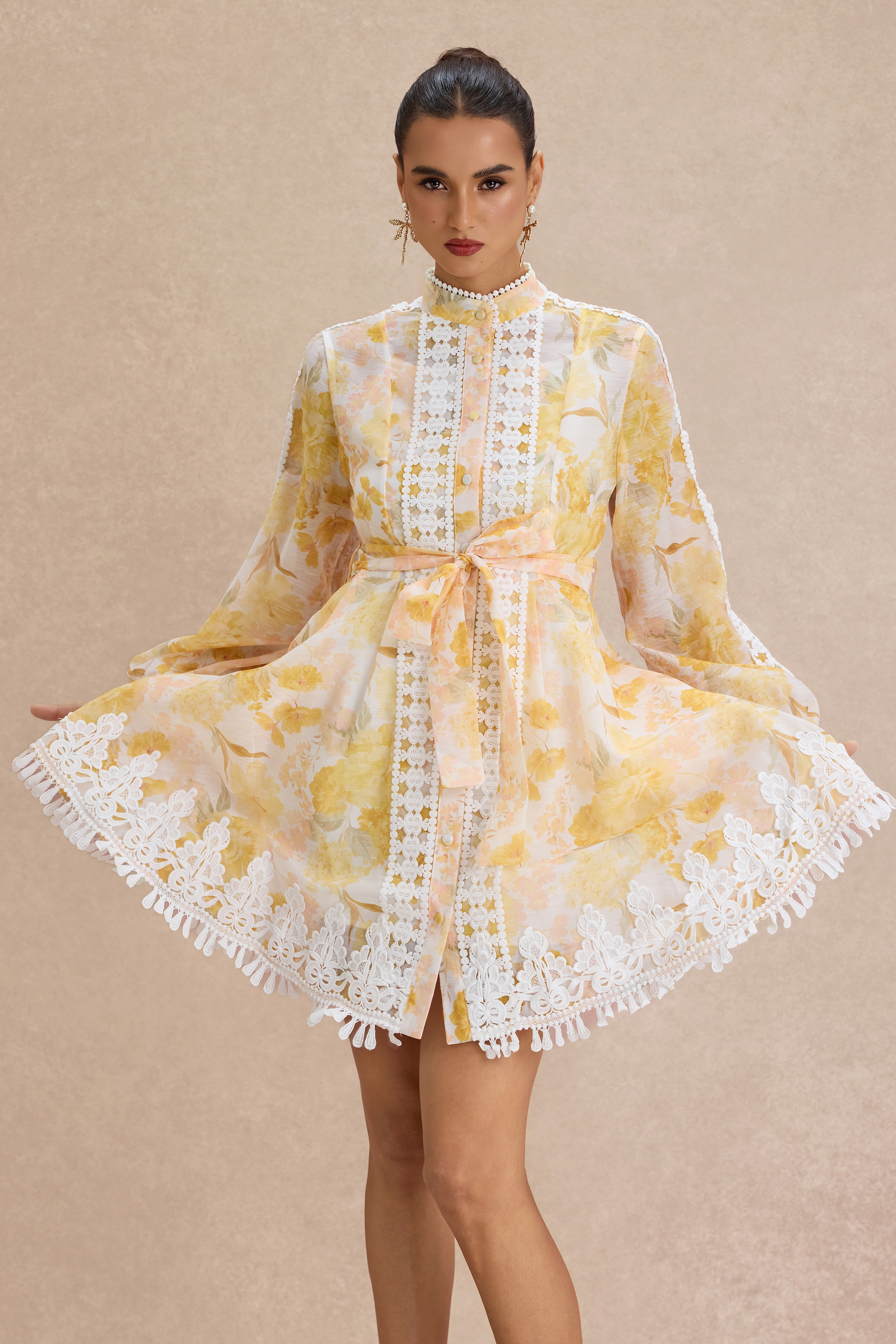 Floral Lace Tassel Mini Dress – JardinVue