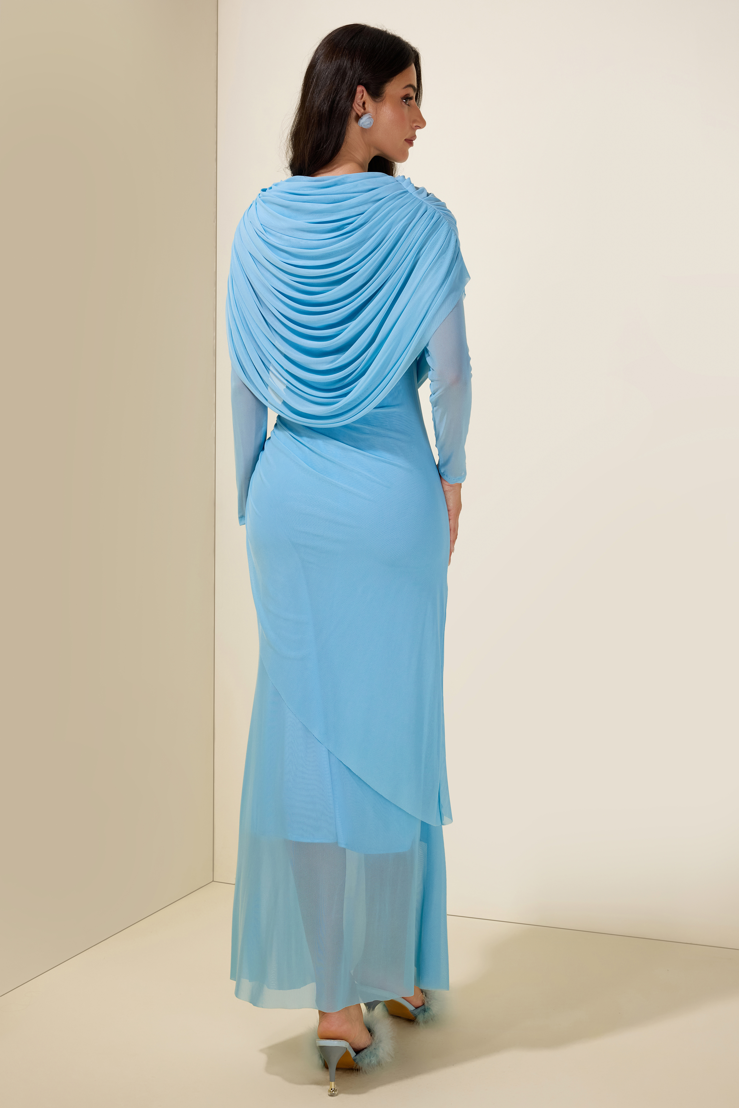 Solid Gathering One Shoulder  Maxi Dress