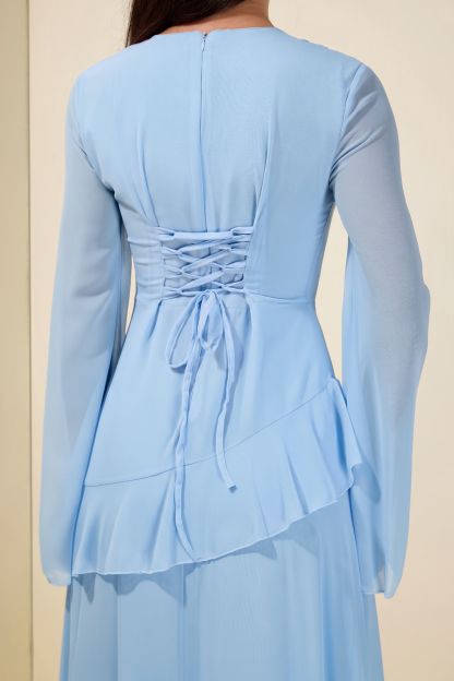 Flared Sleeves Ruffle Maxi Dress