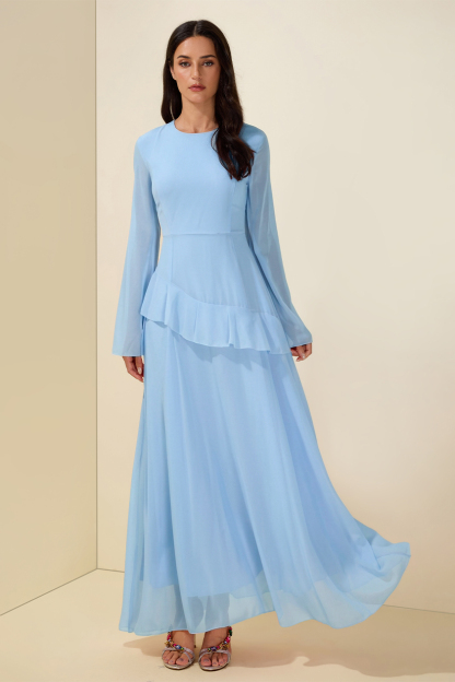 Flared Sleeves Ruffle Maxi Dress