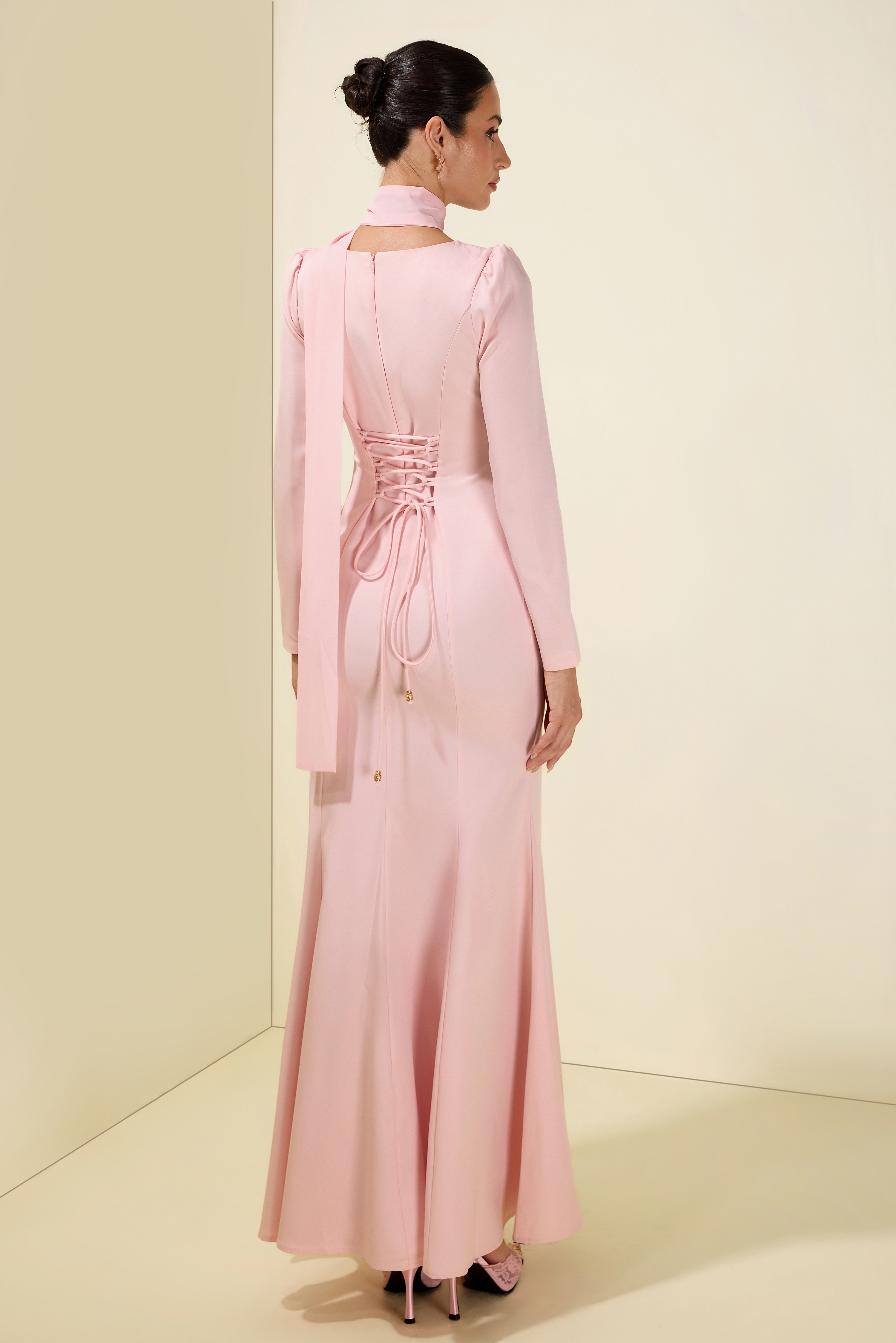 Nail Bead Embroidery Long Sleeve Maxi Dress