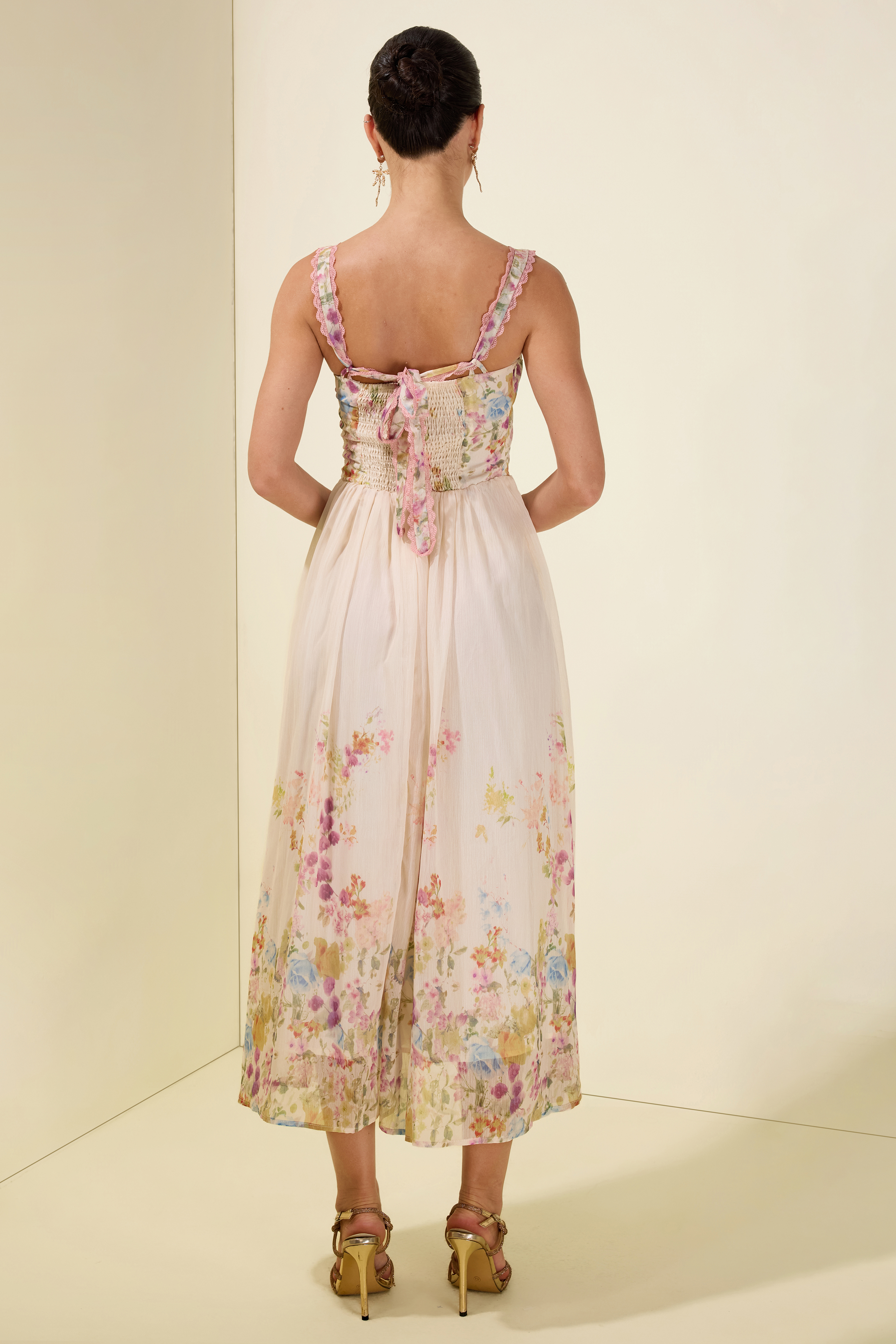 Floral Frill Midi Dress