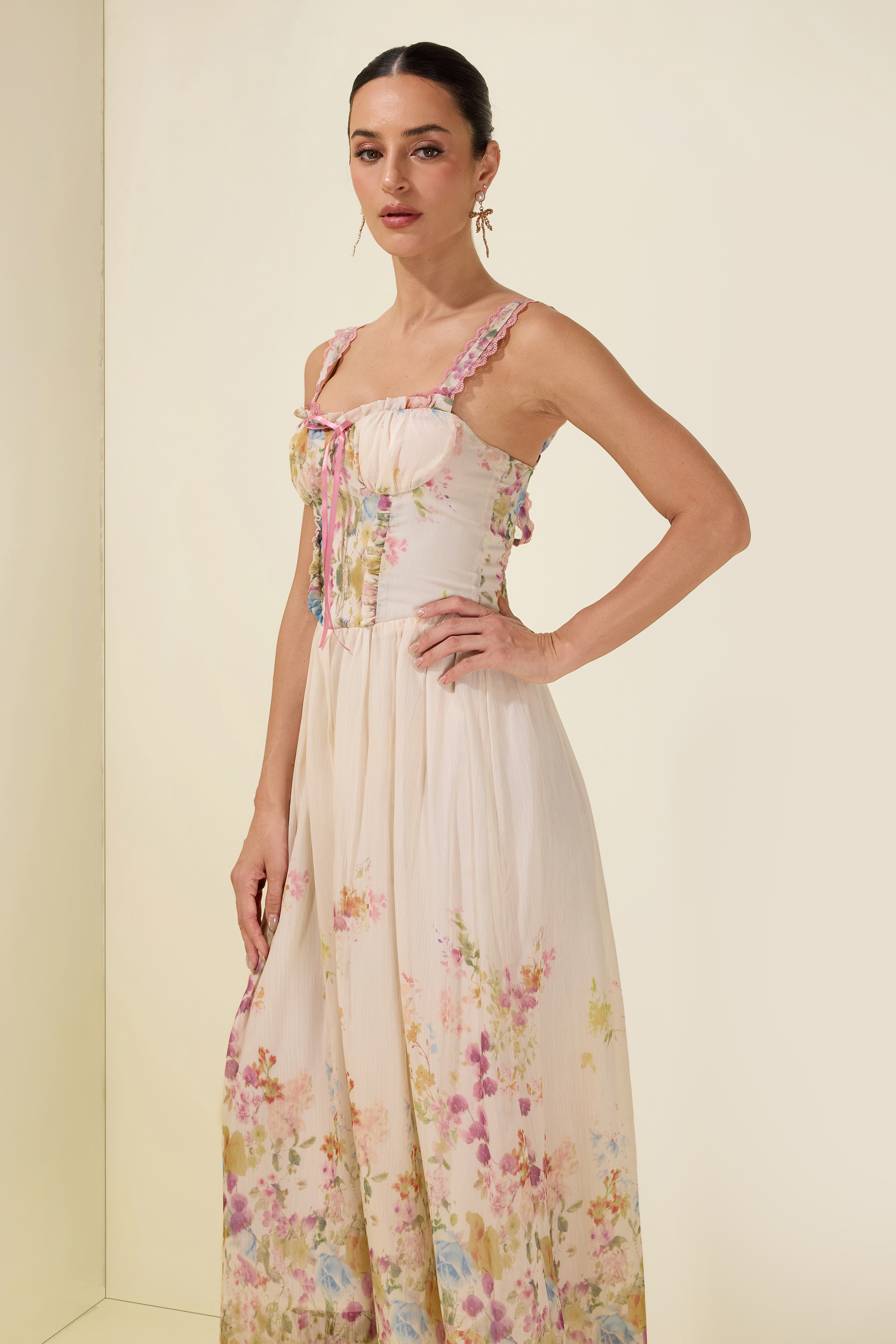 Floral Frill Midi Dress