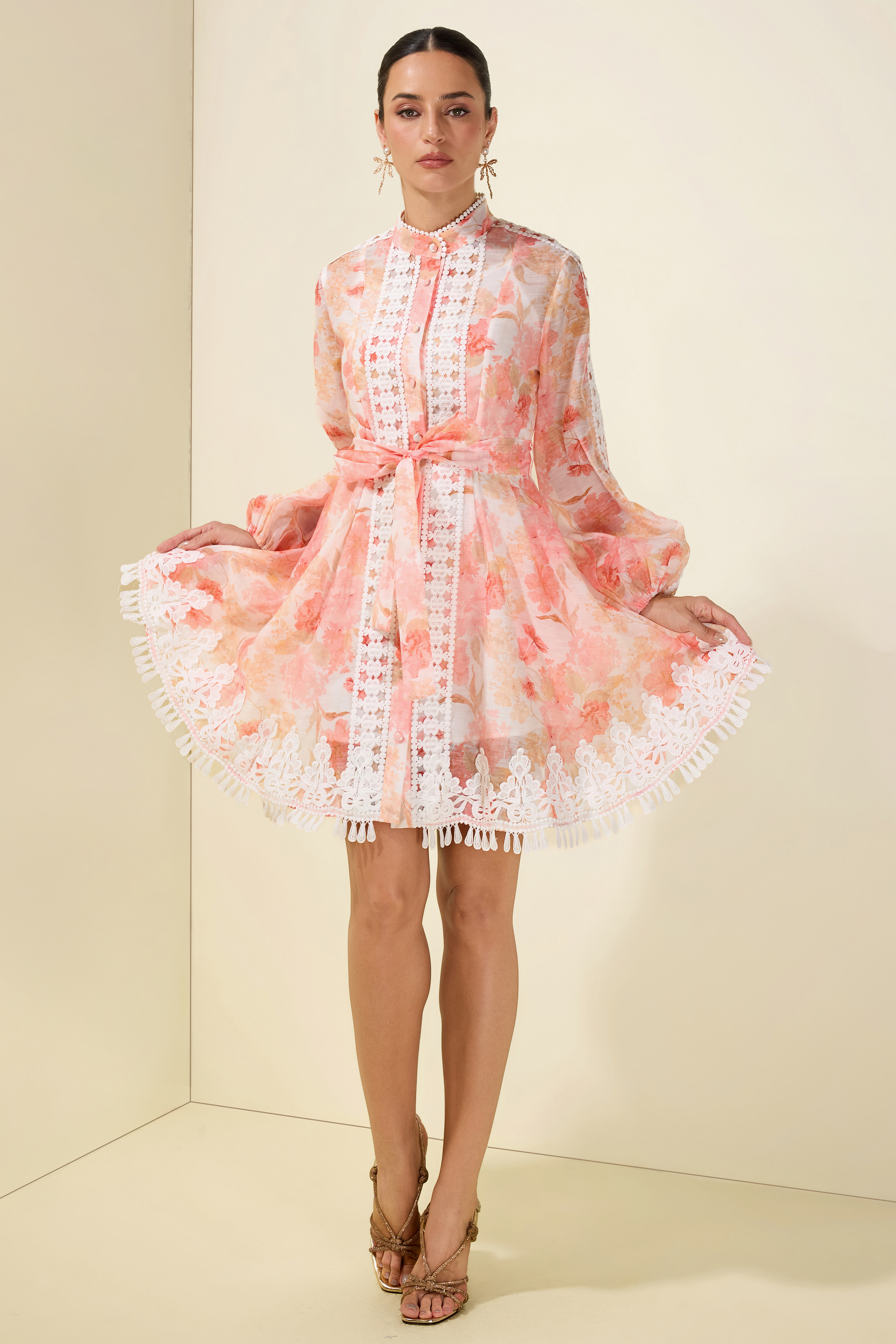 Floral Lace Tassel Mini Dress – JardinVue