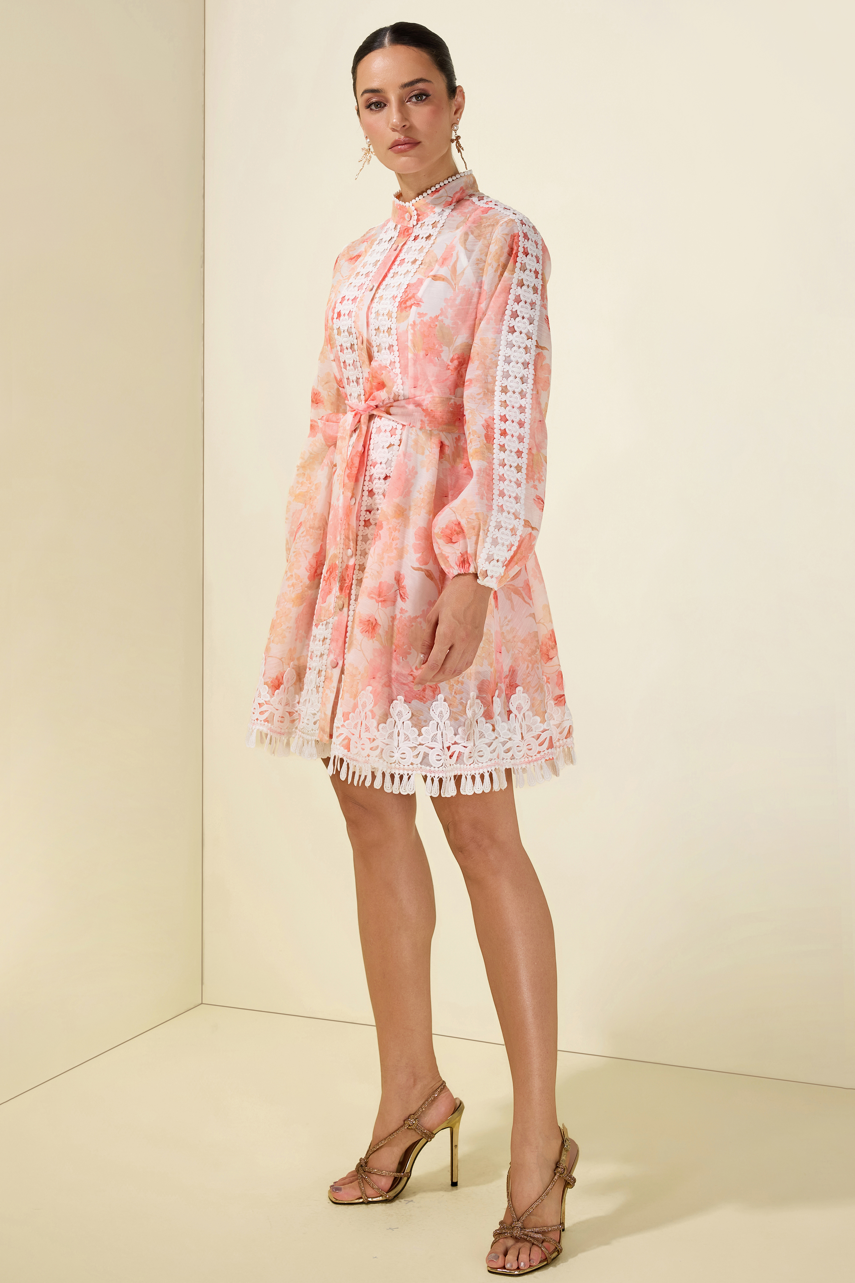 Floral Lace Tassel Mini Dress