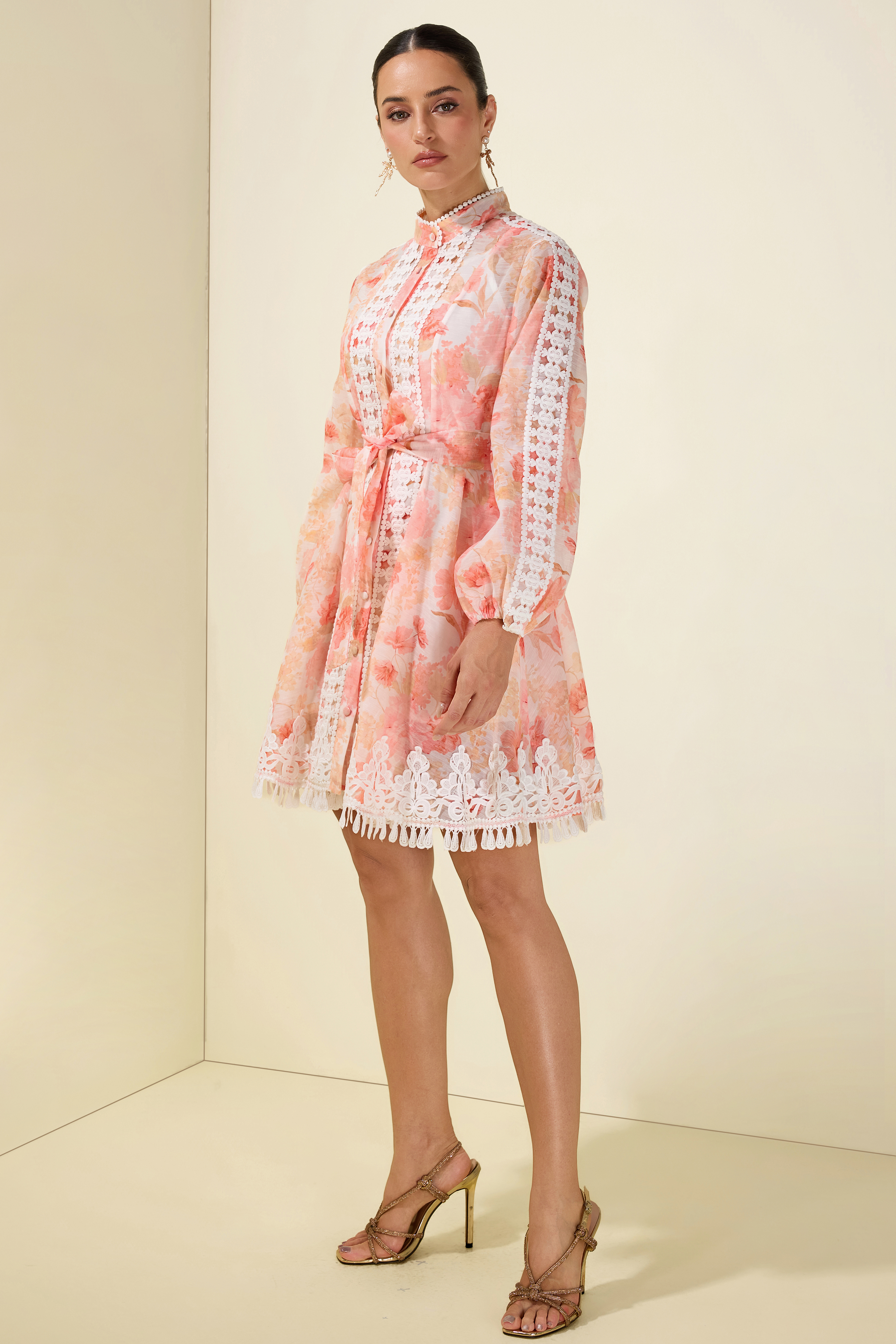 Floral Lace Tassel Mini Dress
