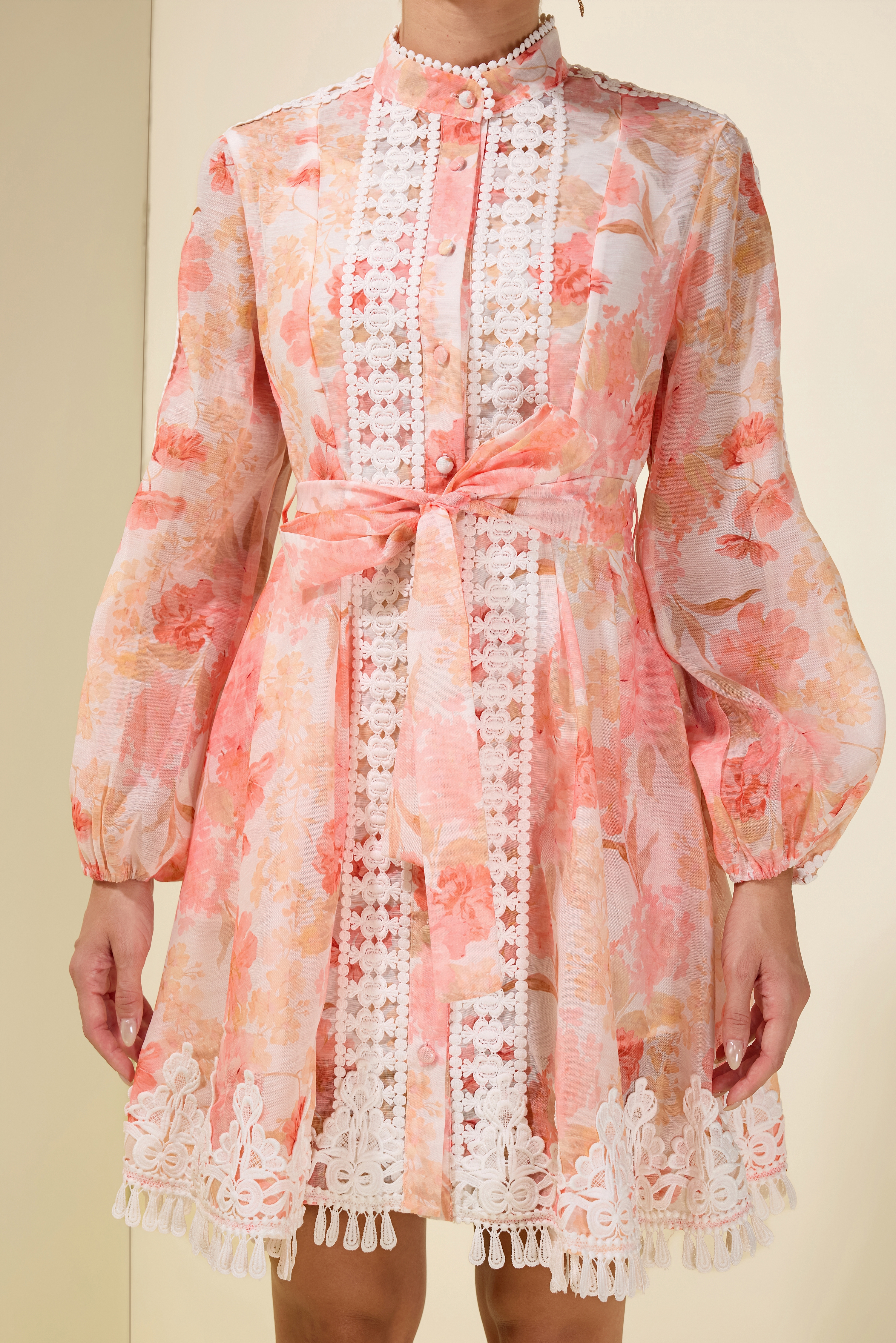 Floral Lace Tassel Mini Dress