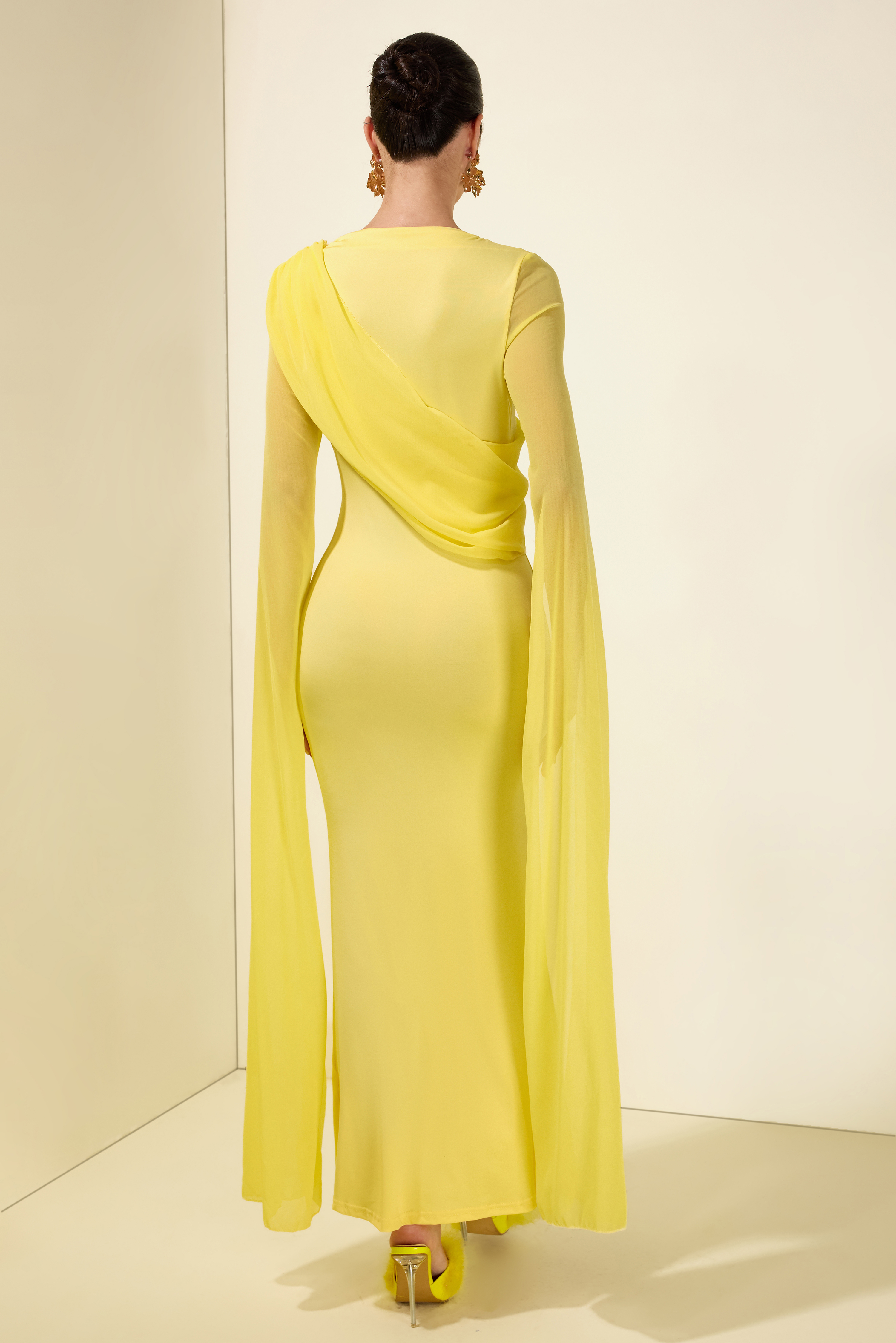 Cape Sleeve Bodycon Midi Dress