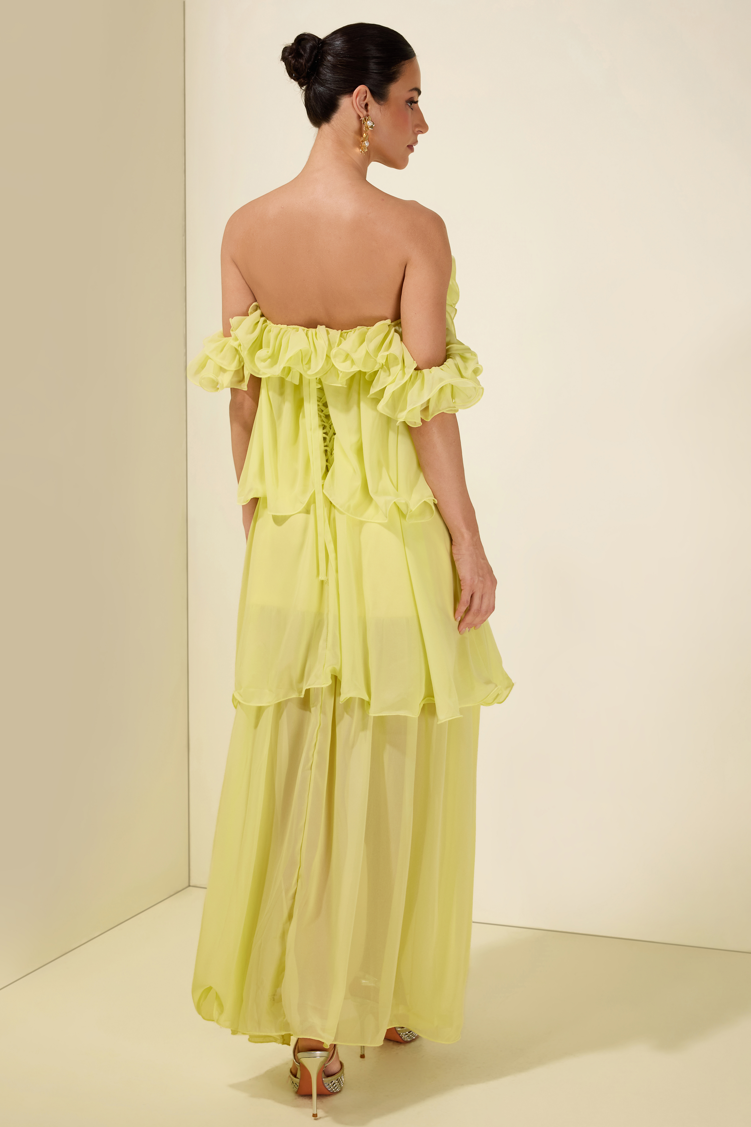 Off Shoulder Ruffle Maxi Dress