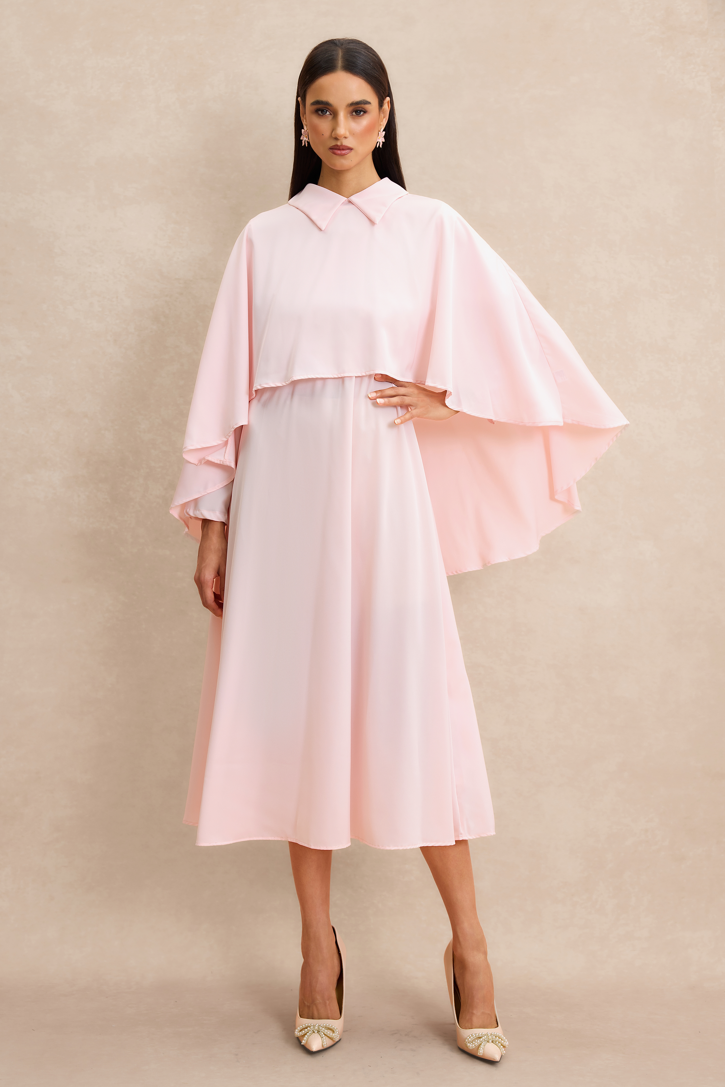 Cape Sleeve Top & Midi Dress