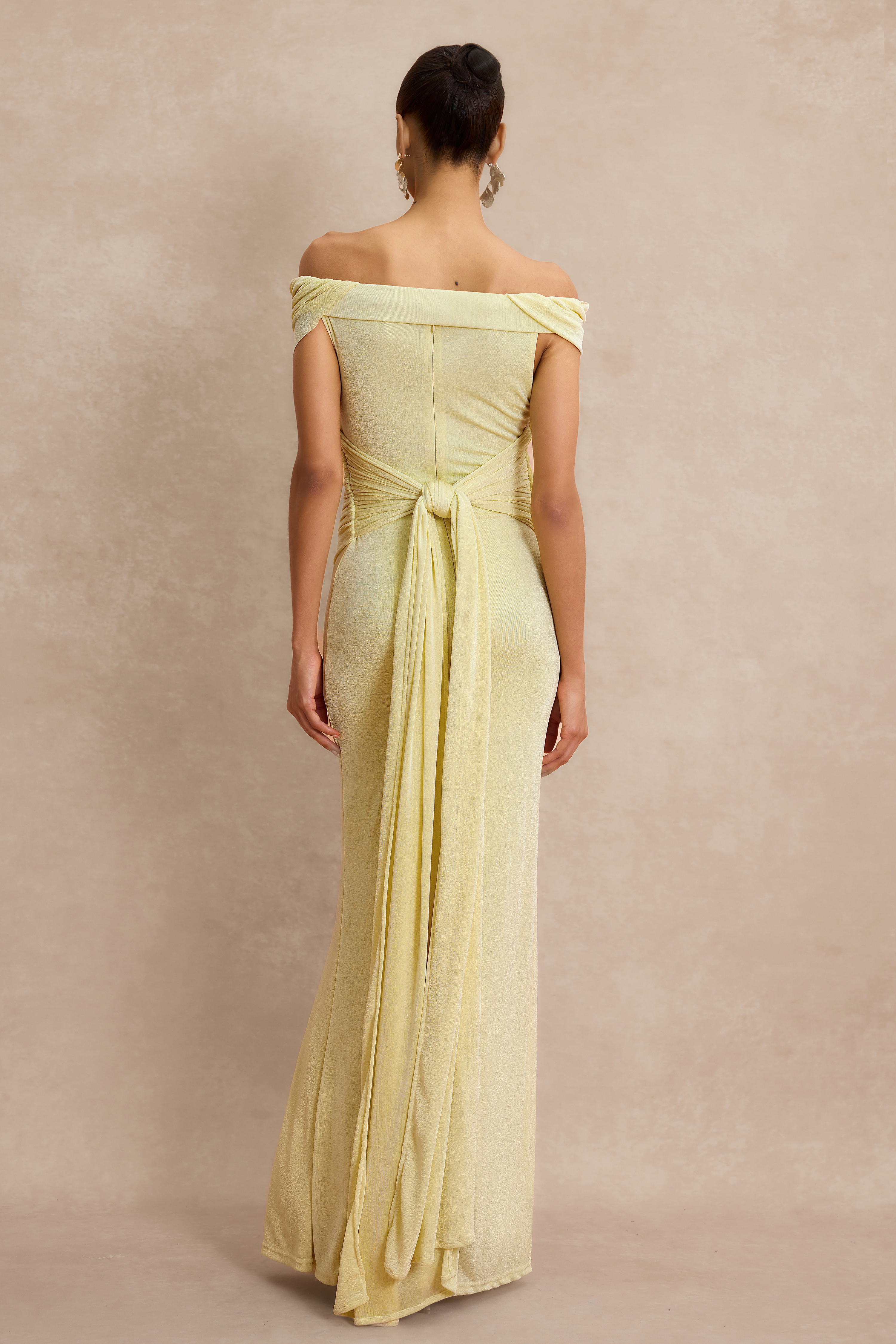 Off Shoulder Ruched Maxi Dress