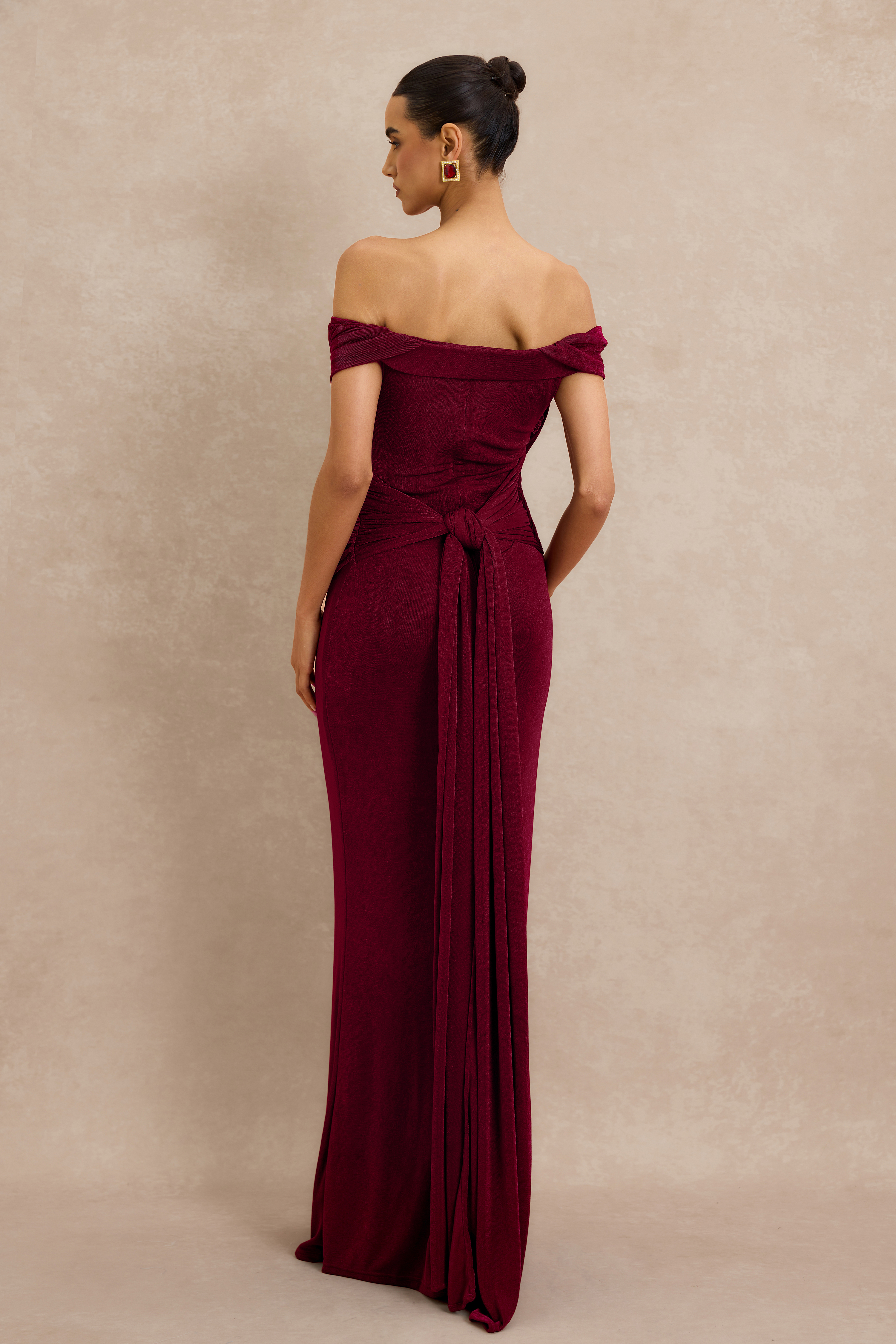 Off Shoulder Ruched Maxi Dress