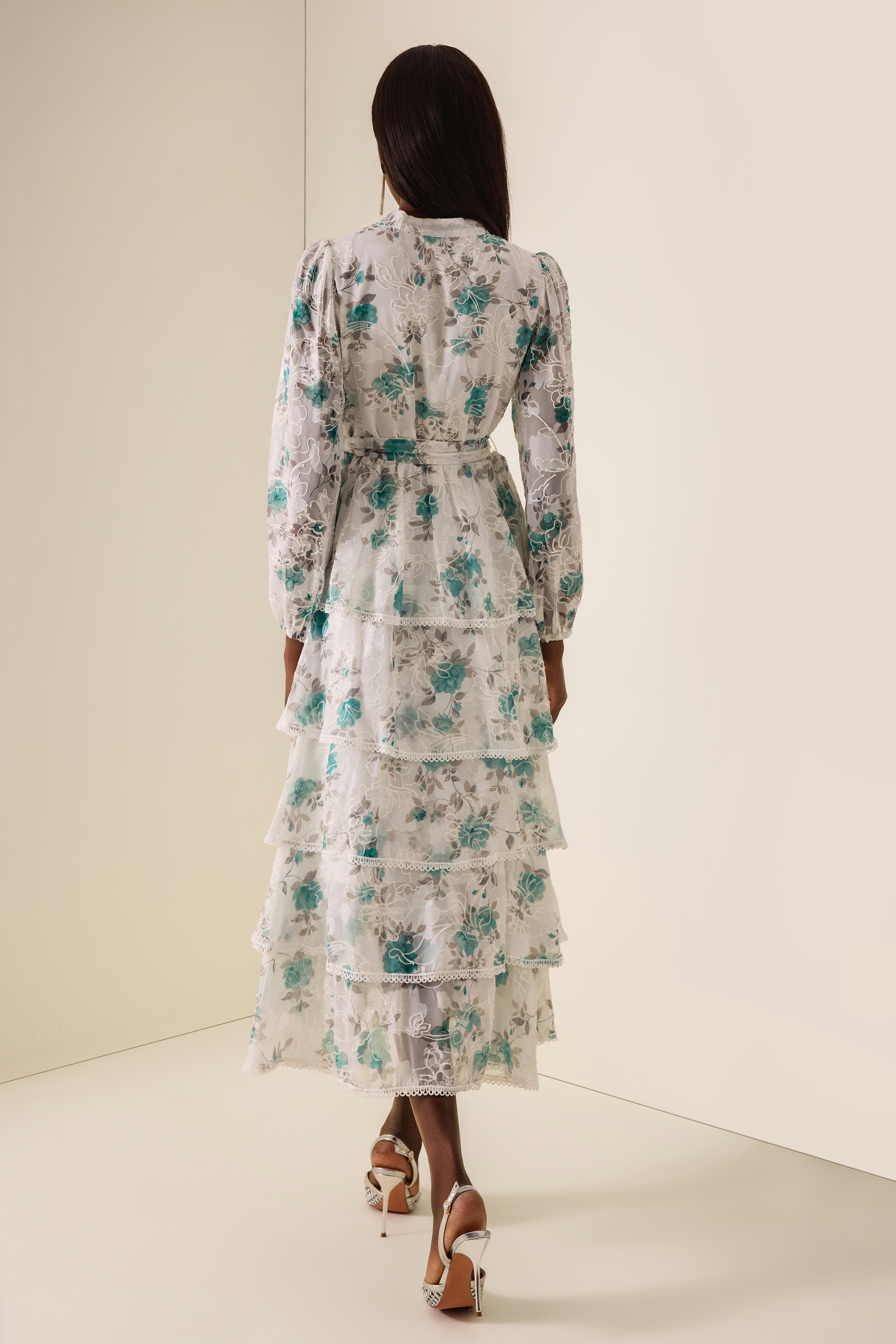 Floral Burn-Out Embroidered Midi Dress