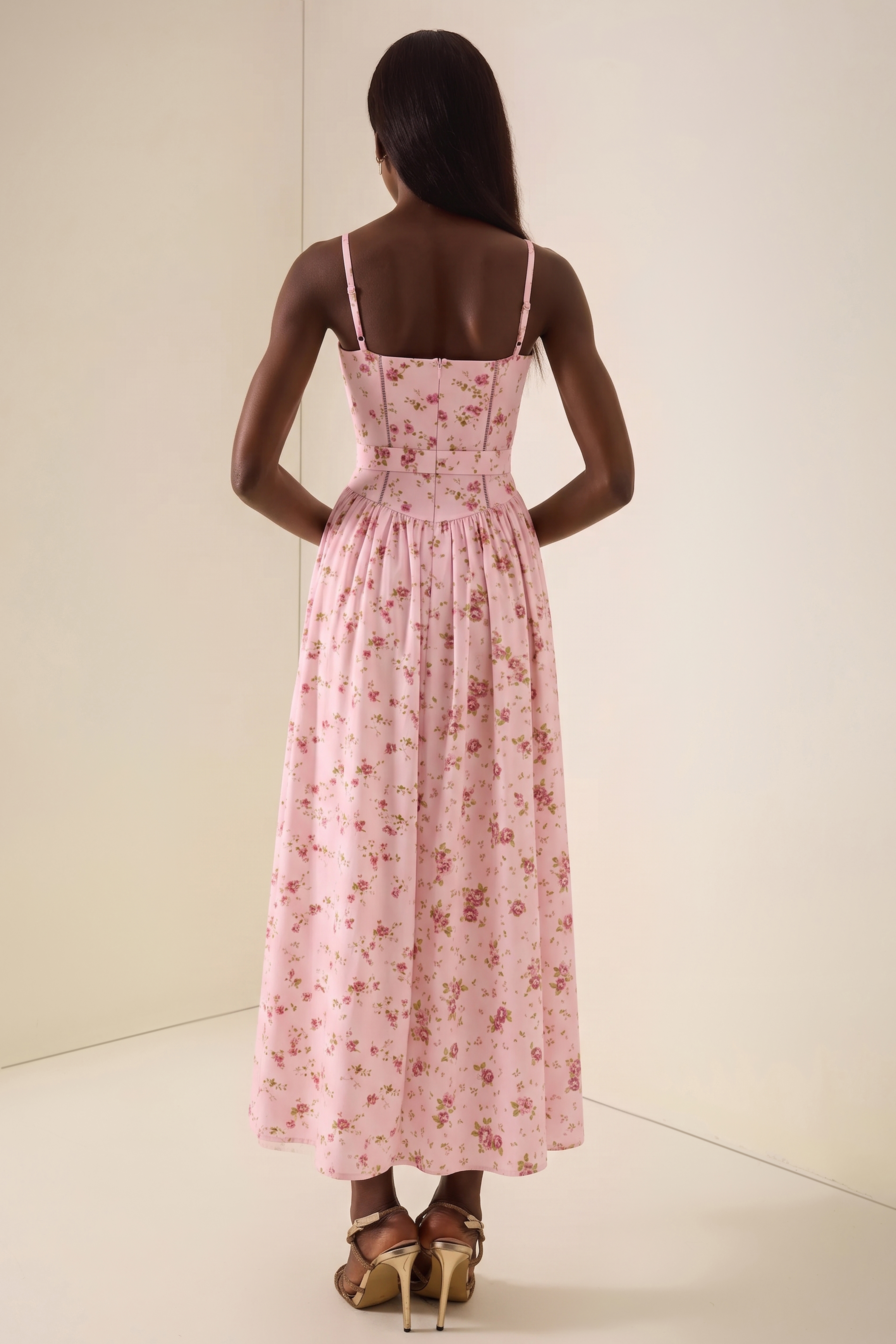 Floral Gathering Slip Midi Dress