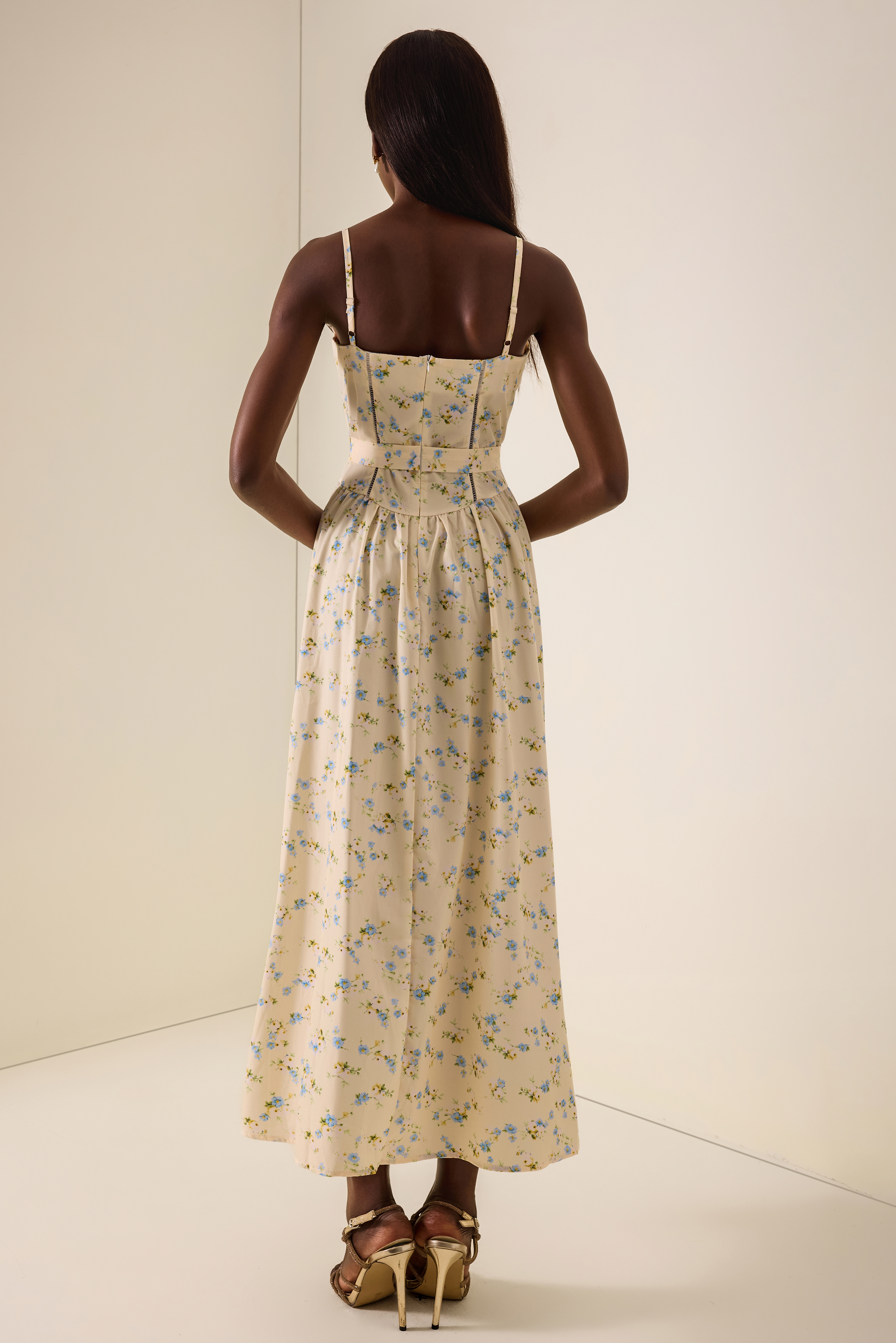 Floral Gathering Slip Midi Dress