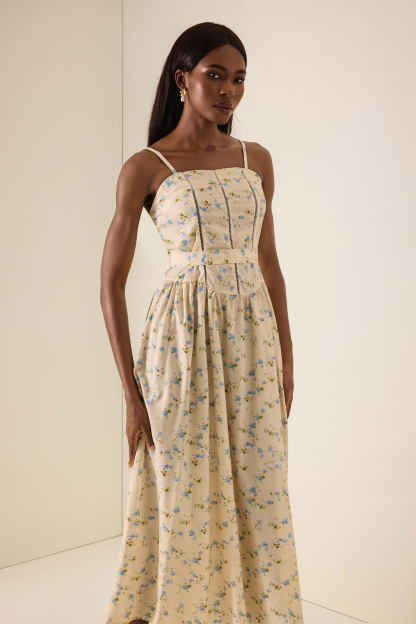 Floral Gathering Slip Midi Dress