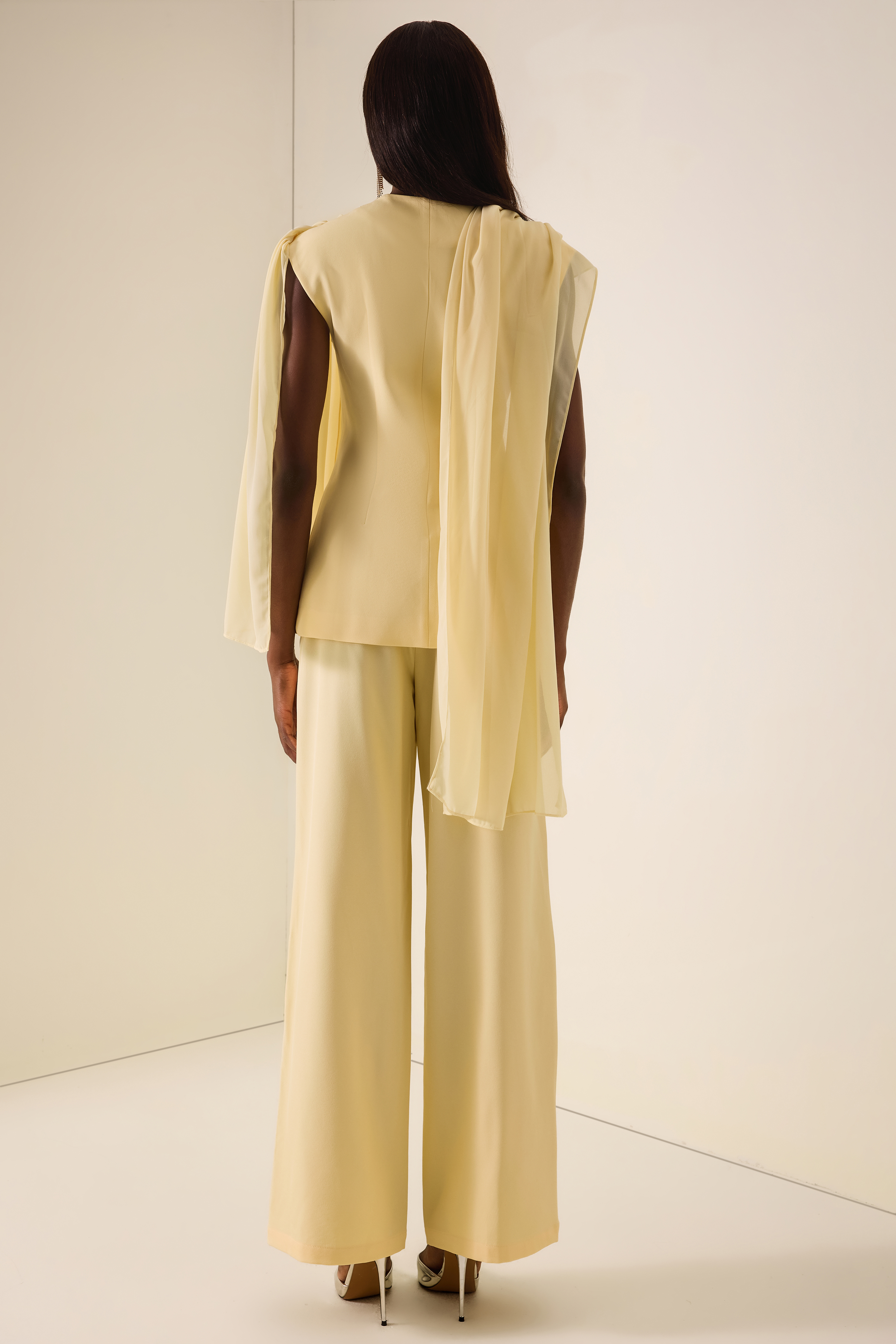 Draped Cape Top & Trousers Set