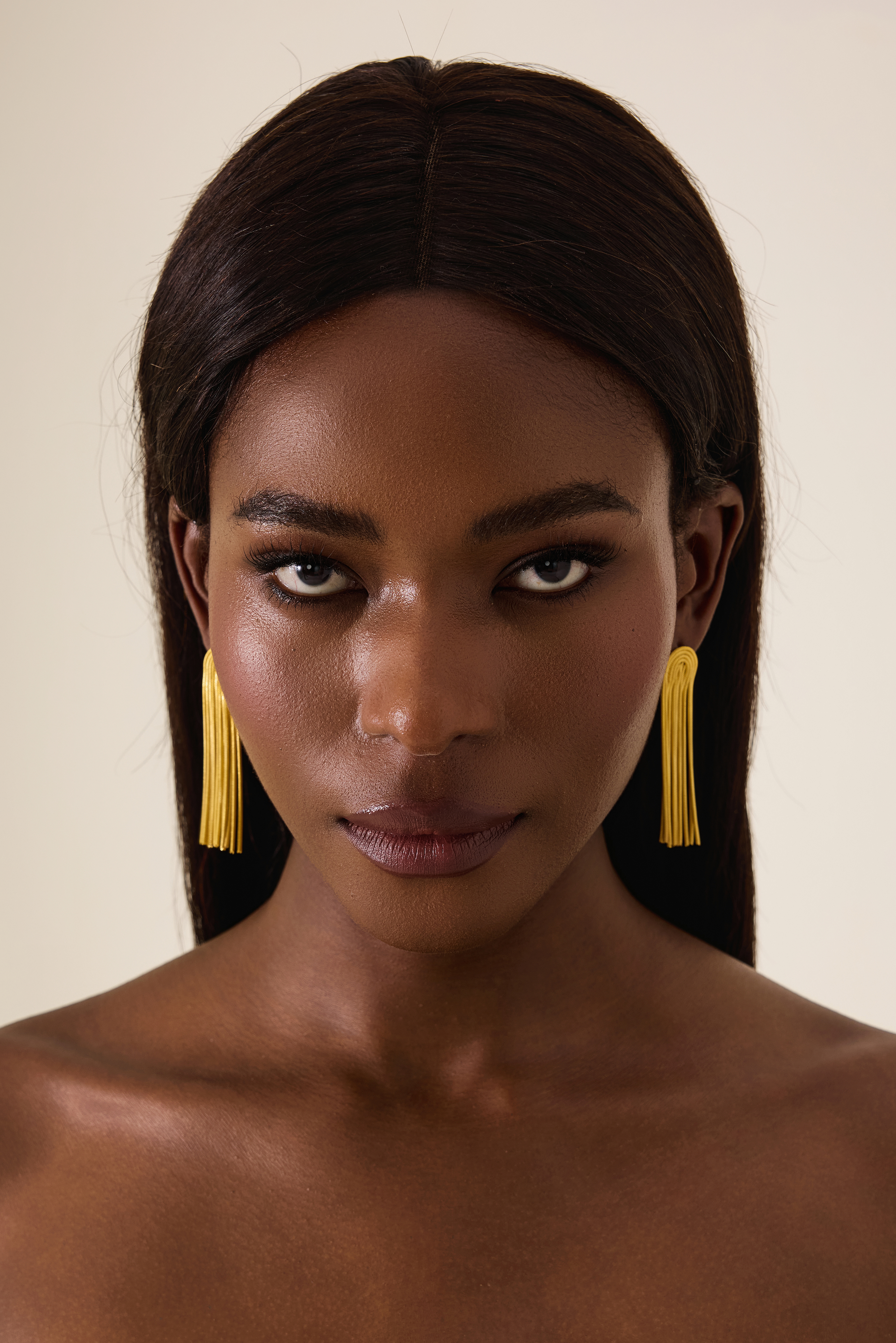Gold Snake Chain Tassel Earrings