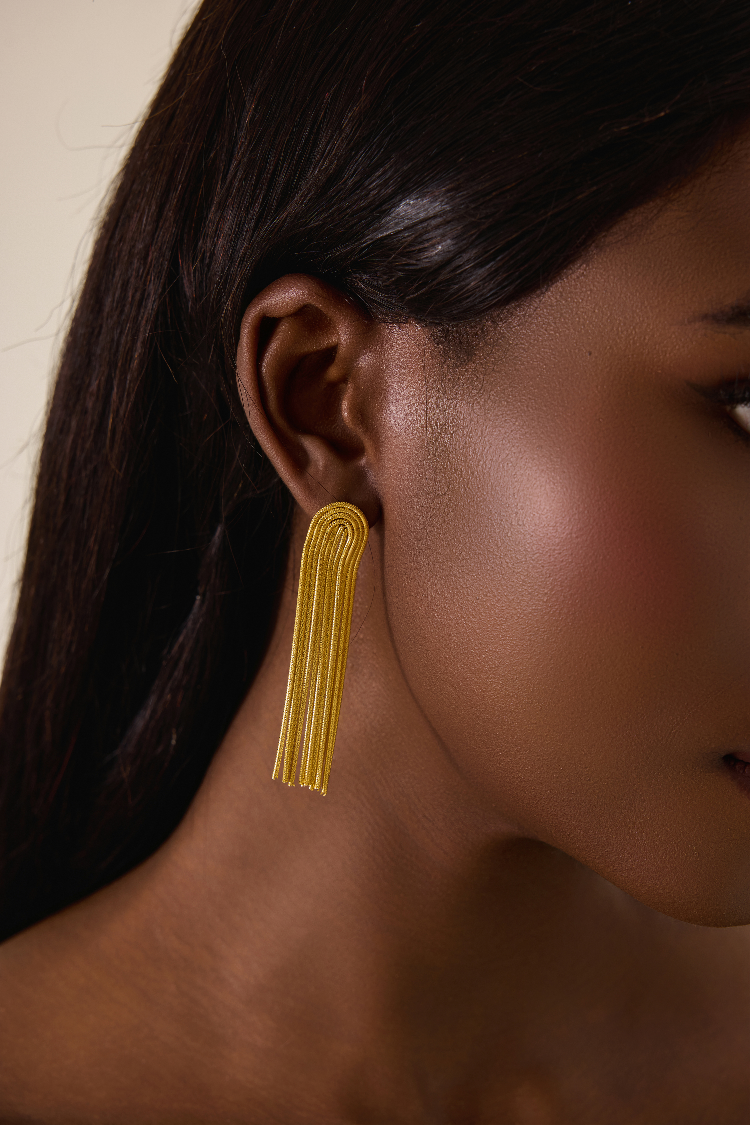 Gold Snake Chain Tassel Earrings