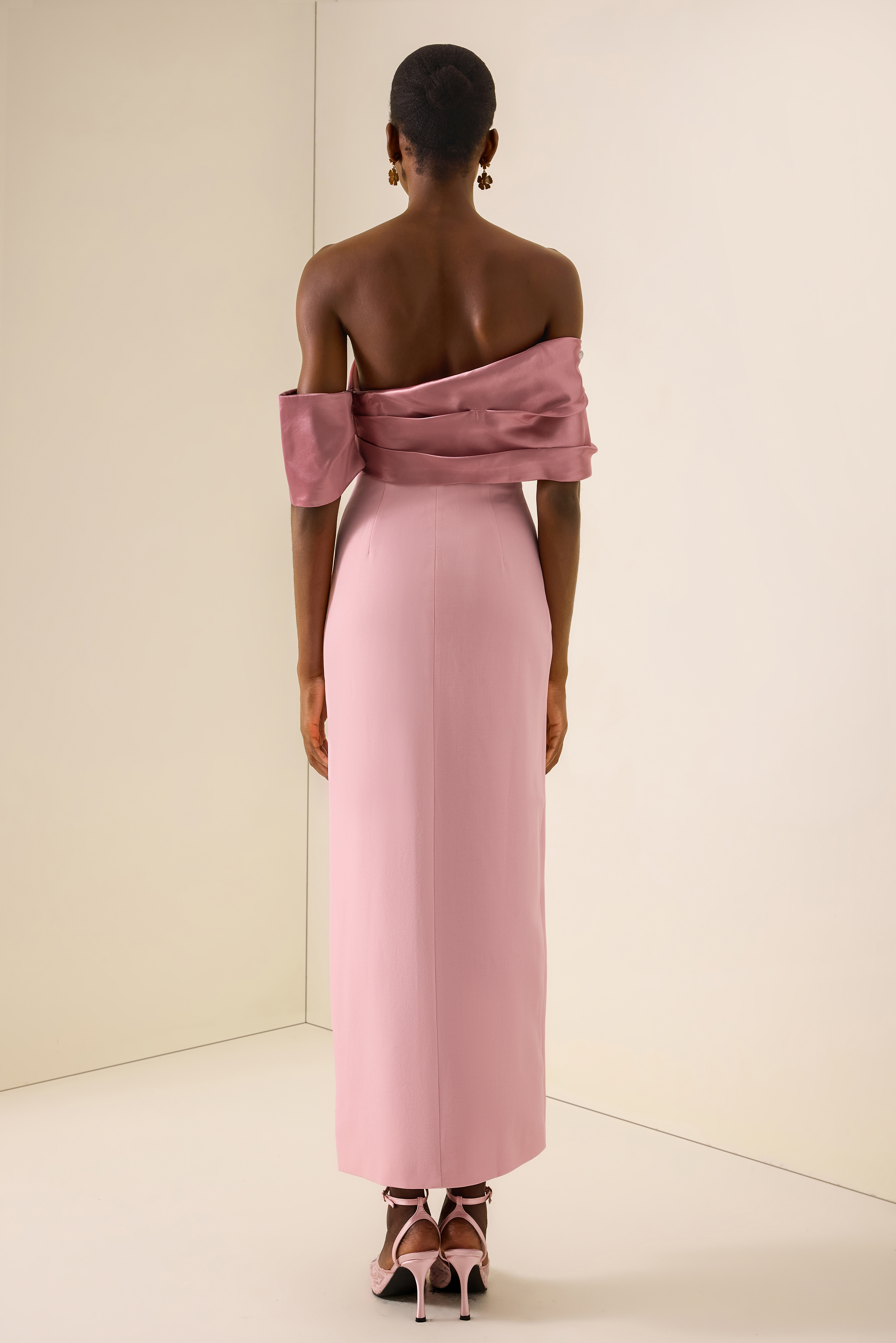 Satin Splicing Off Shoulder Maxi Dress
