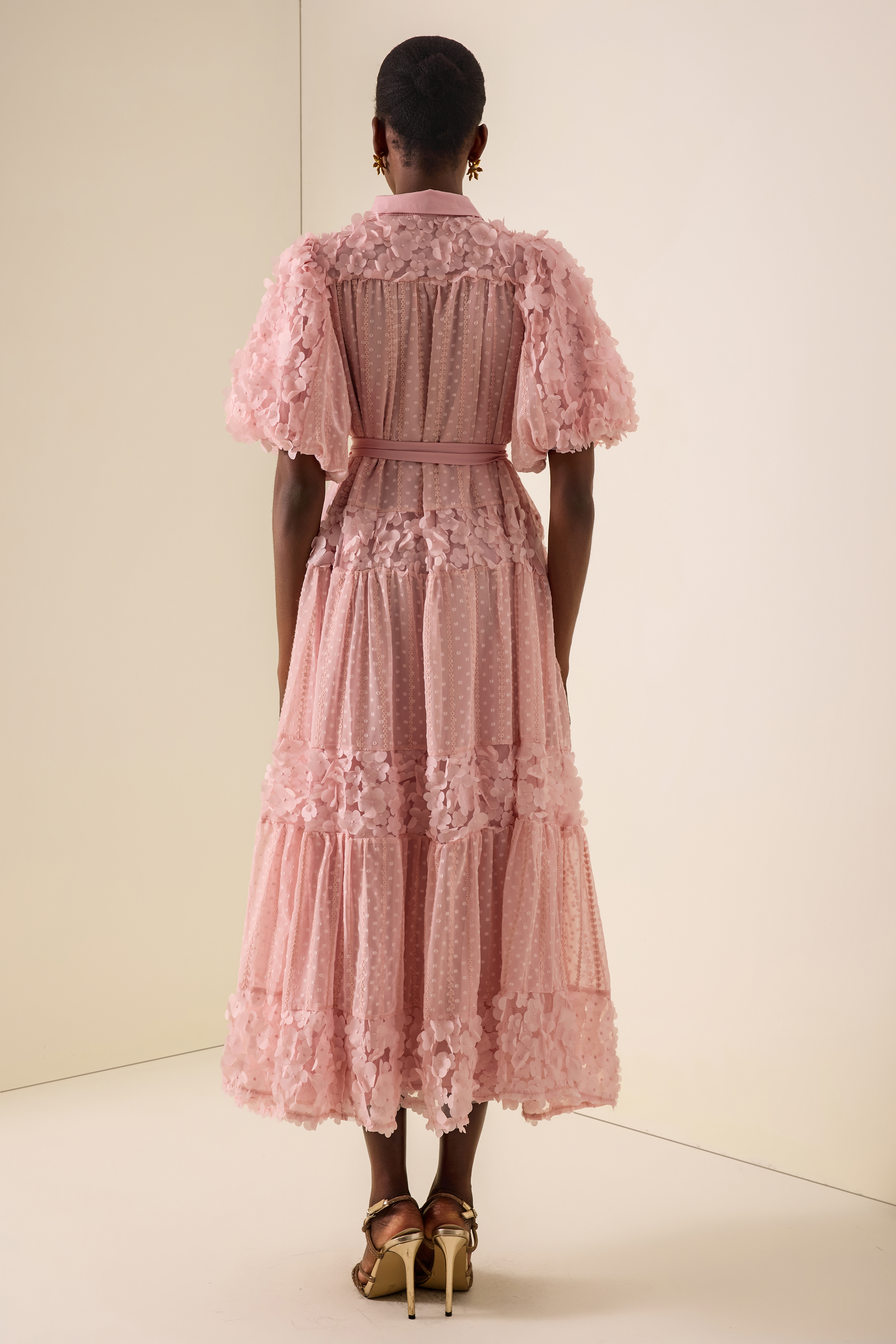 3D Flower Burn-Out Embroidered Maxi Dress