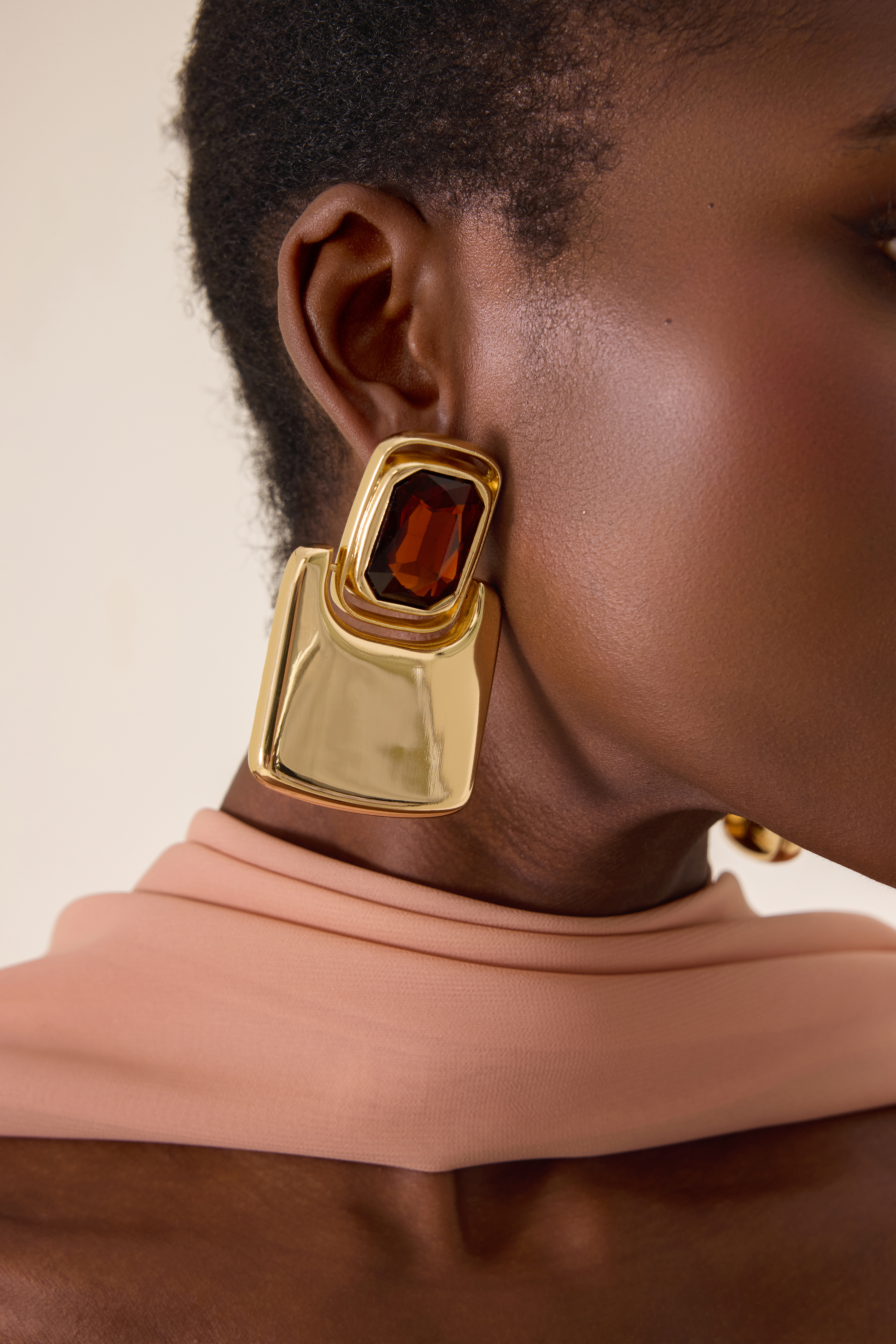 Faux Diamond Gem Detail Square Drop Earrings
