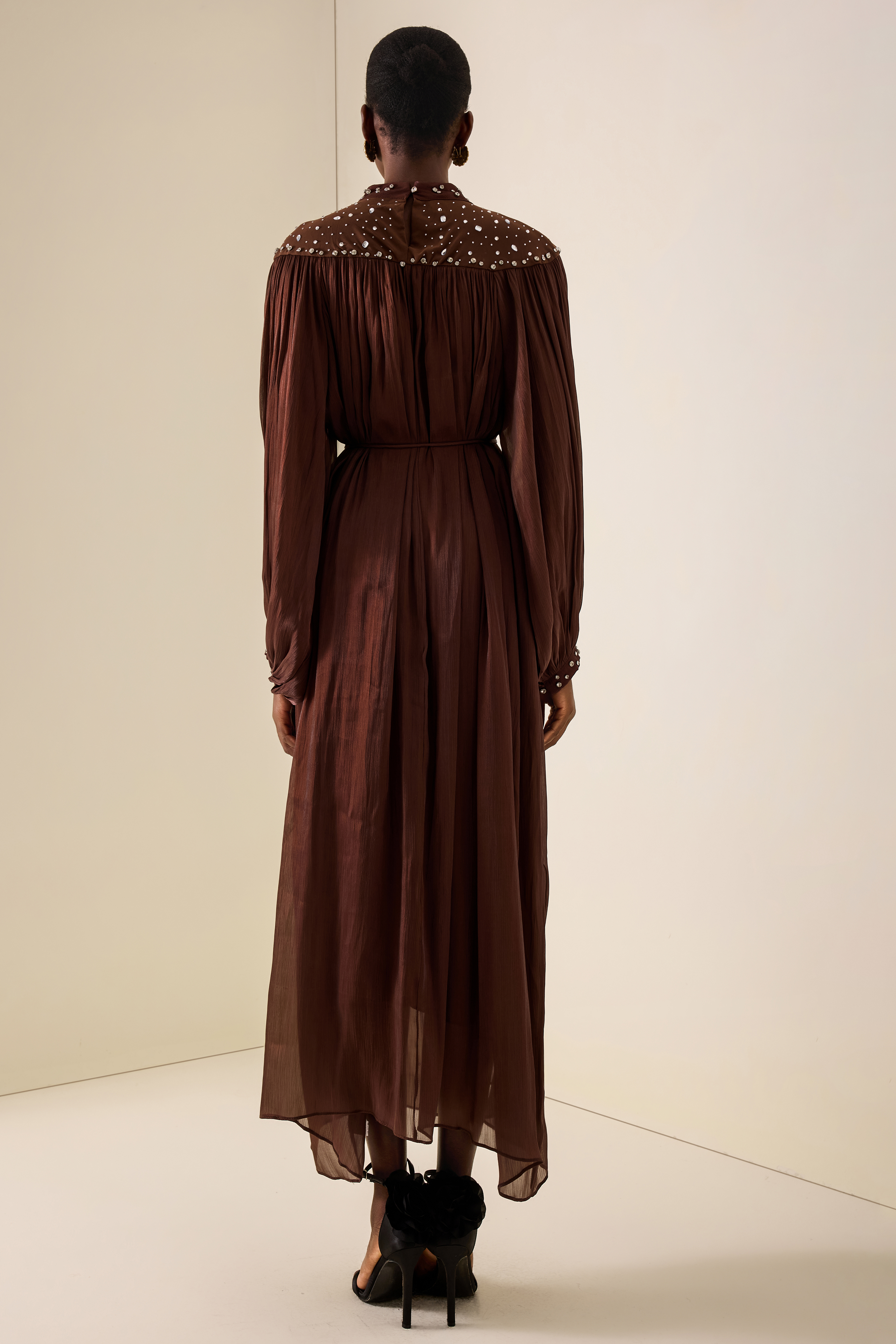 Rhinestone Riverts Long Sleeve Midi Dress