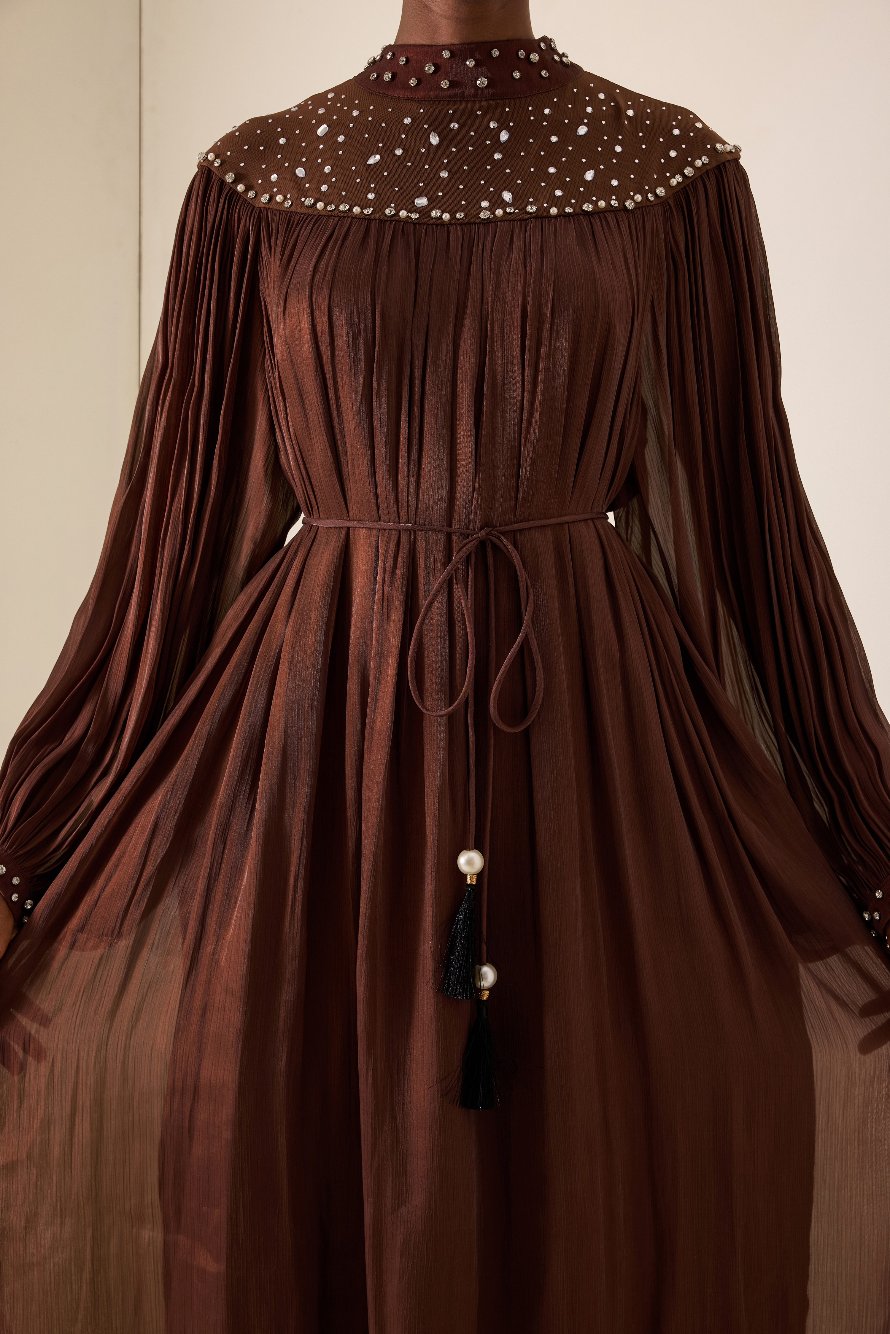 Rhinestone Riverts Long Sleeve Midi Dress