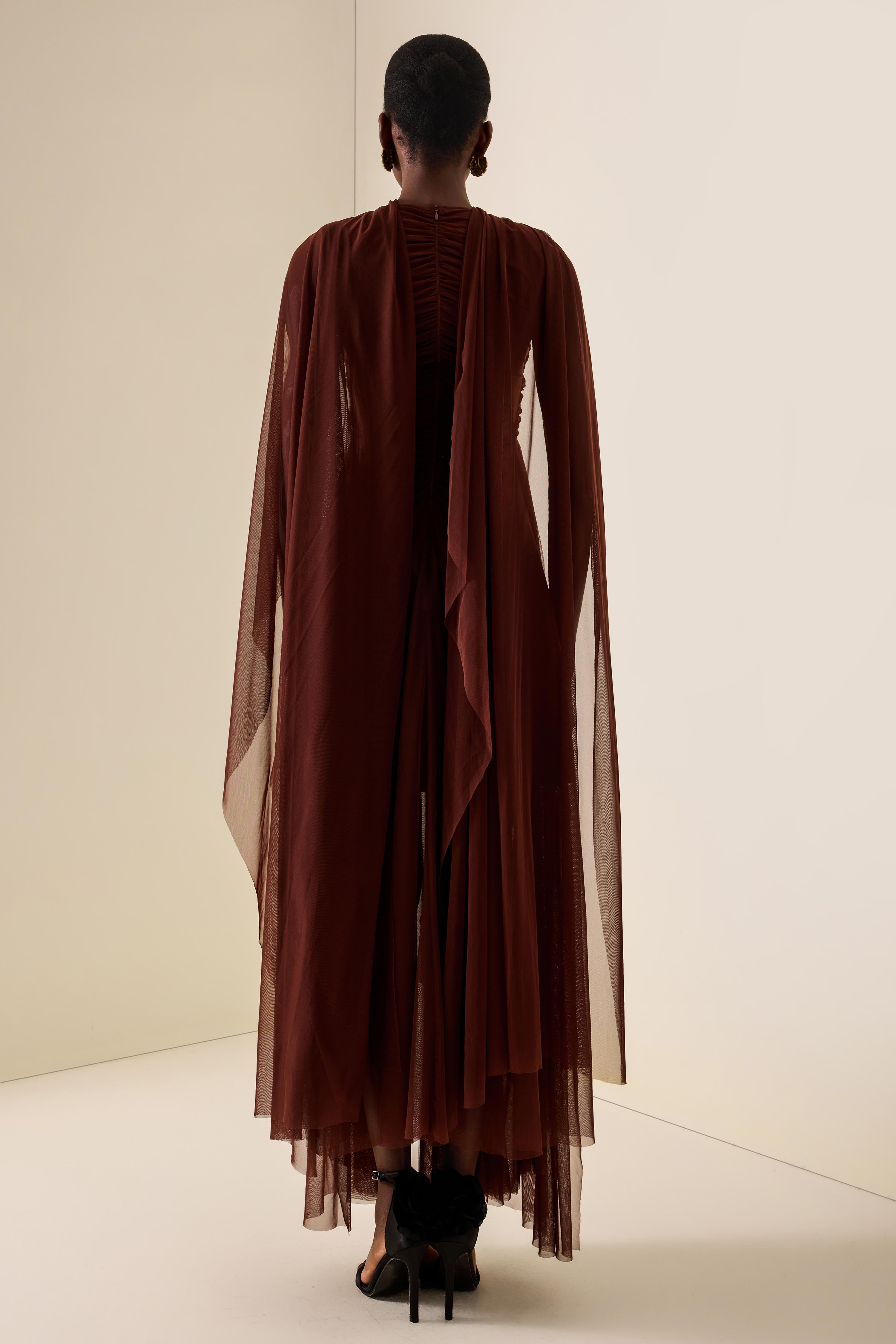 Cut Out Cape Maxi Dress