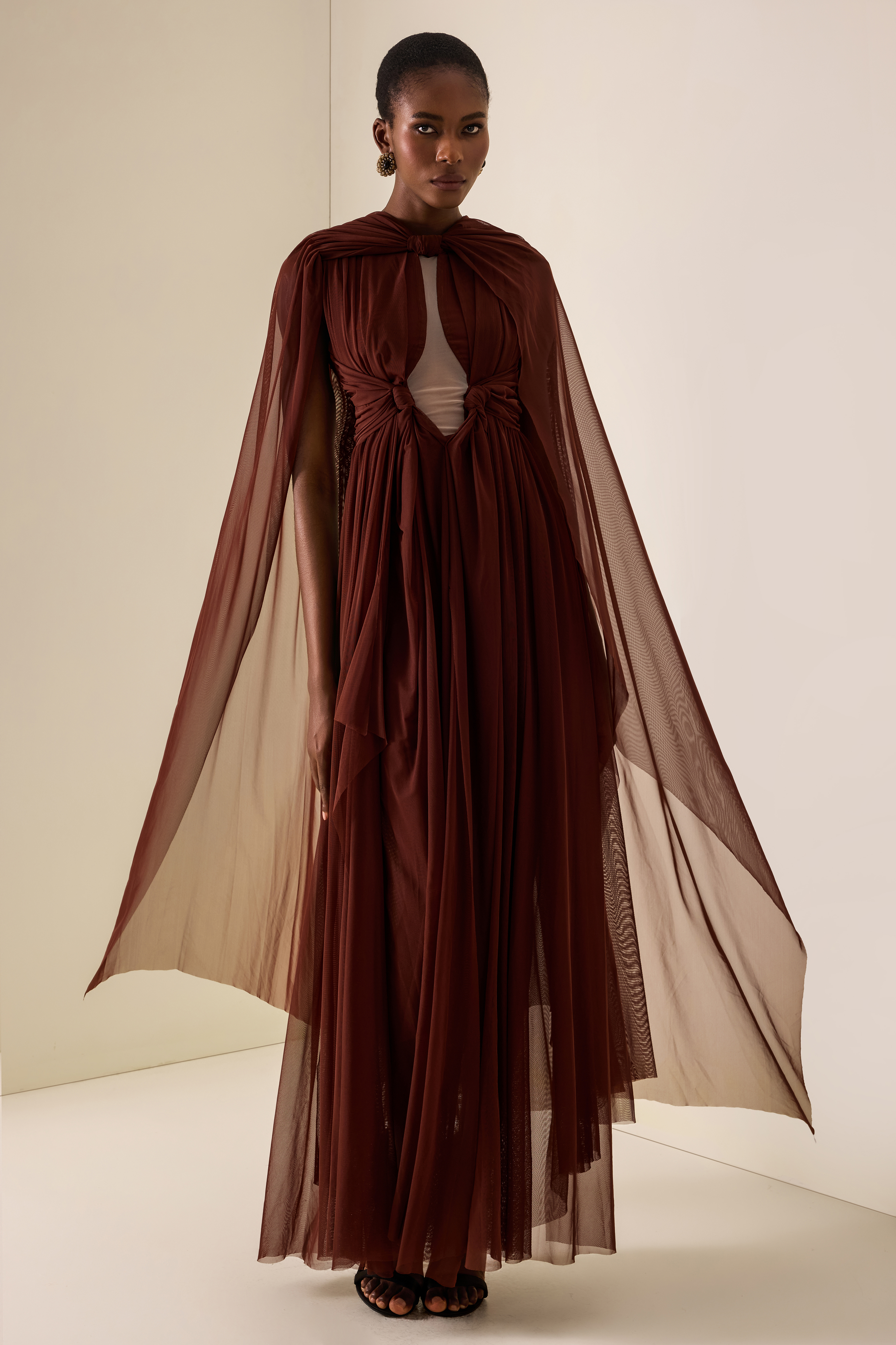 Cut Out Cape Maxi Dress