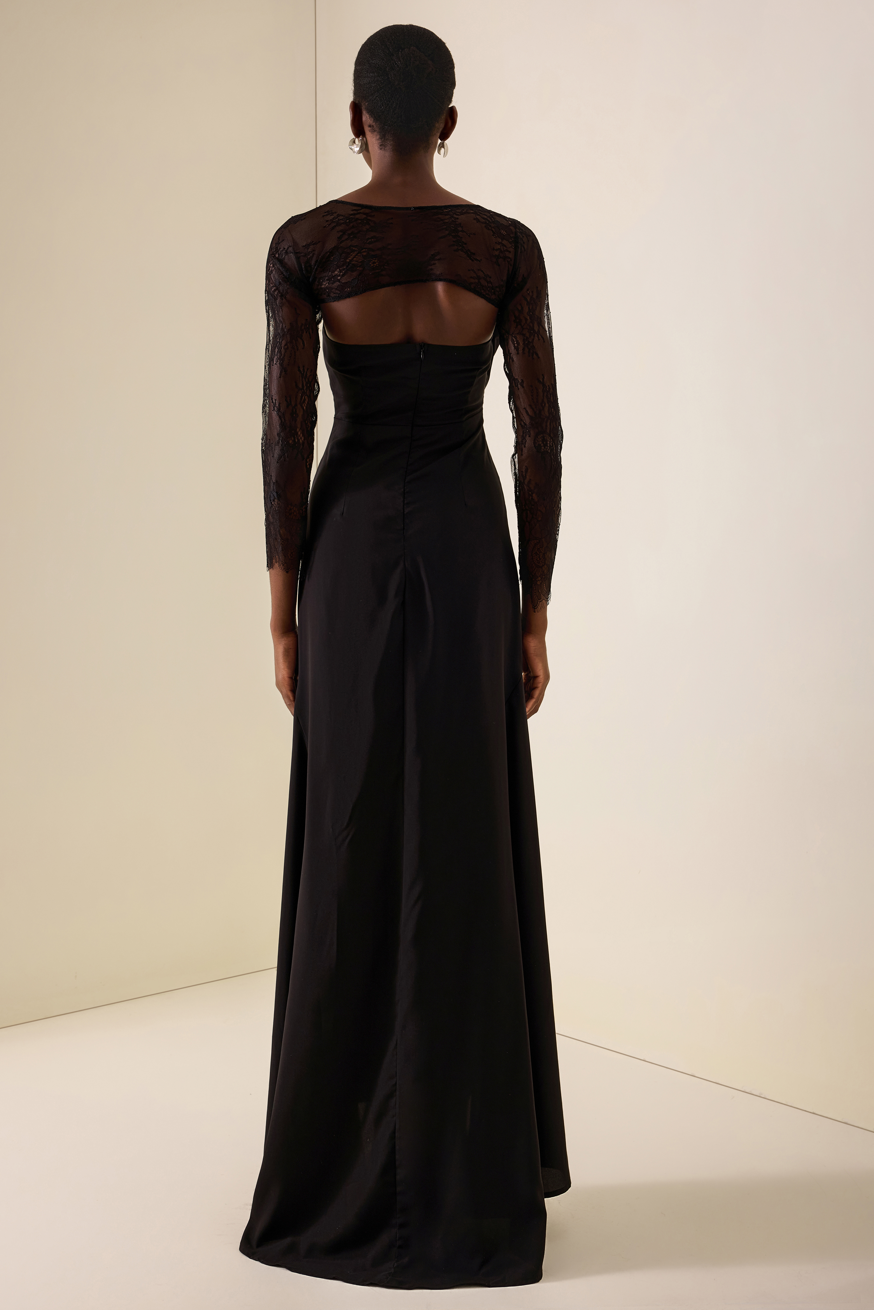 Lace Button With Capelet Midi Dress