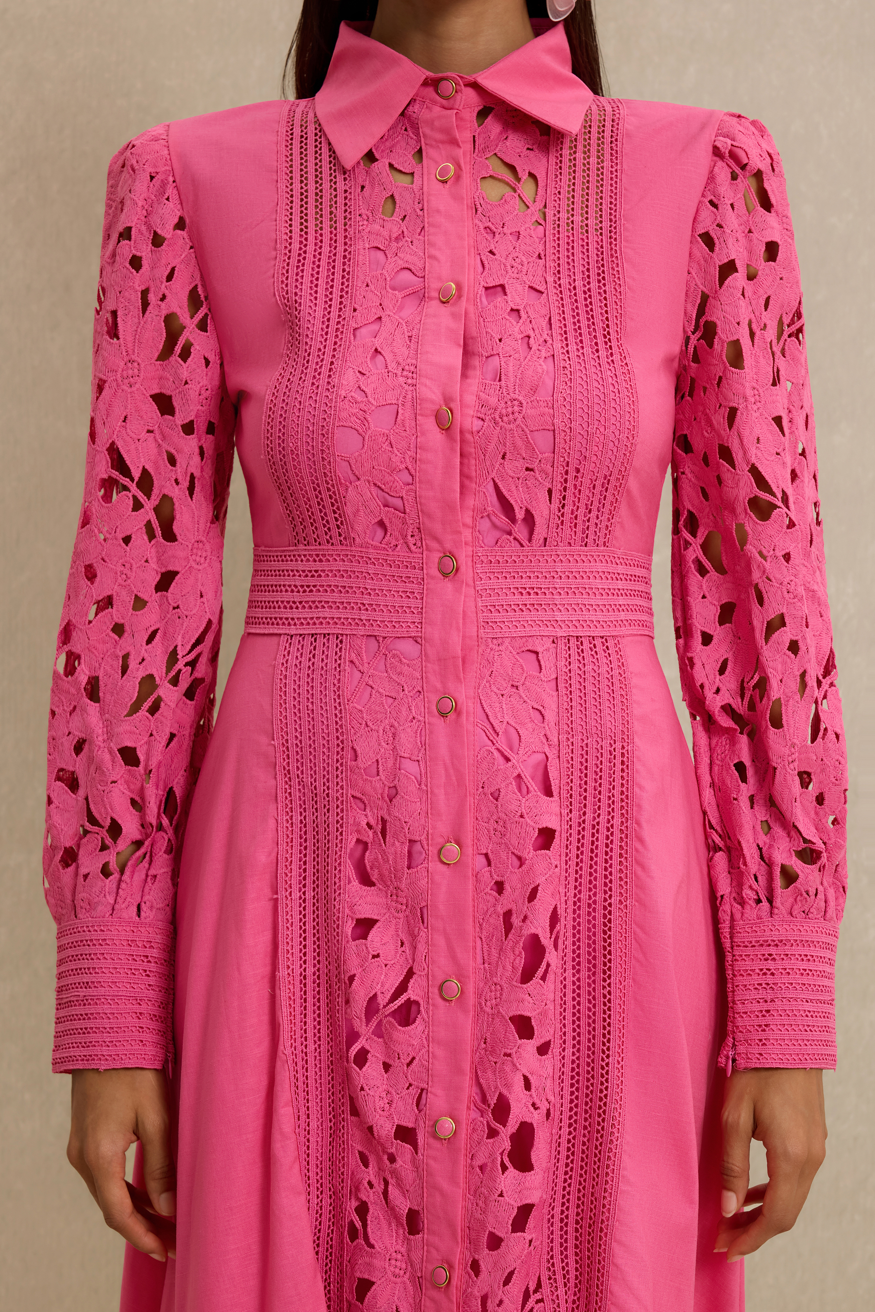 Lace Splicing Flapped Midi Dress