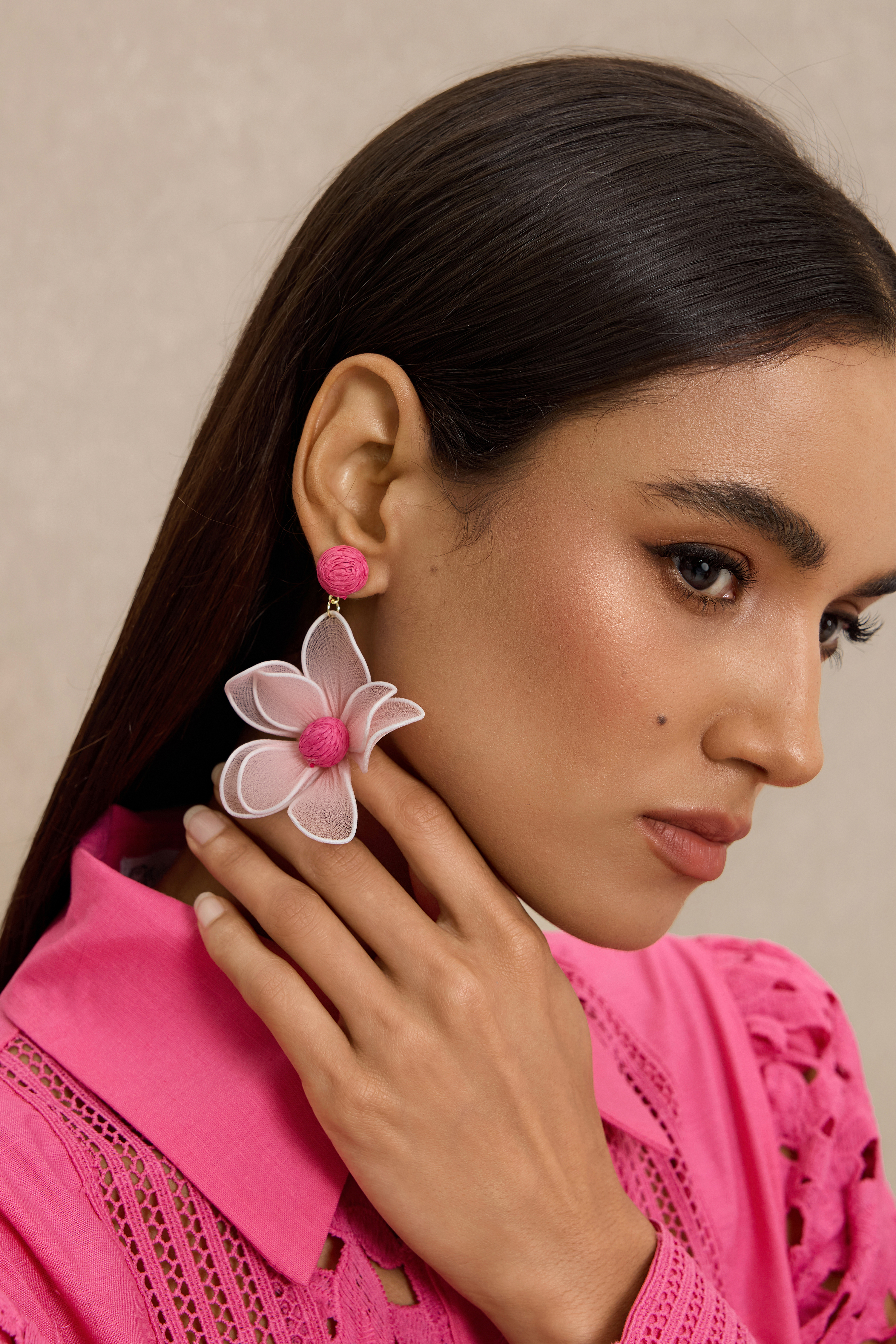 Mesh 3D Flower  Earrings