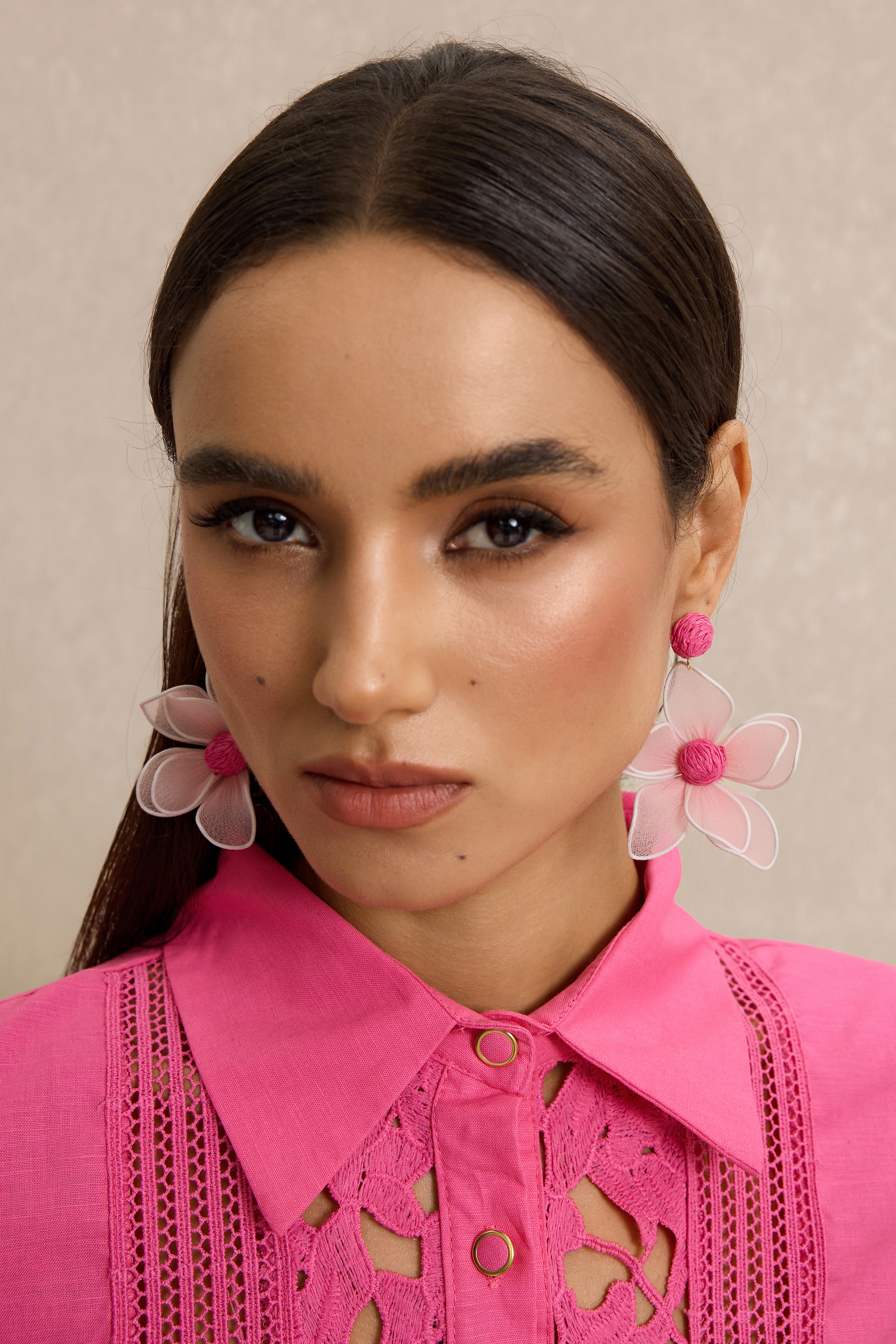 Mesh 3D Flower  Earrings