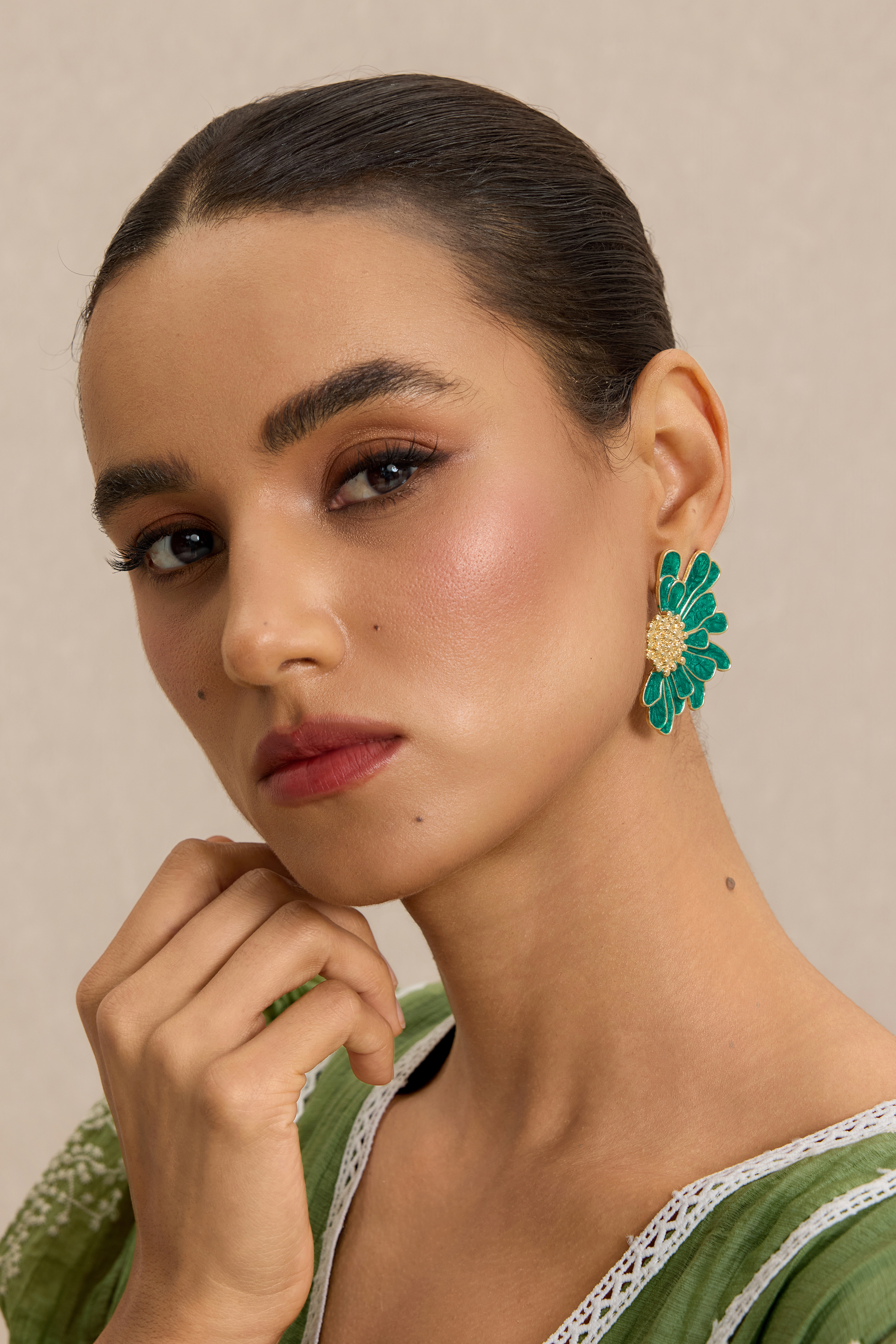 Vintage Flower Petal Stud Earrings