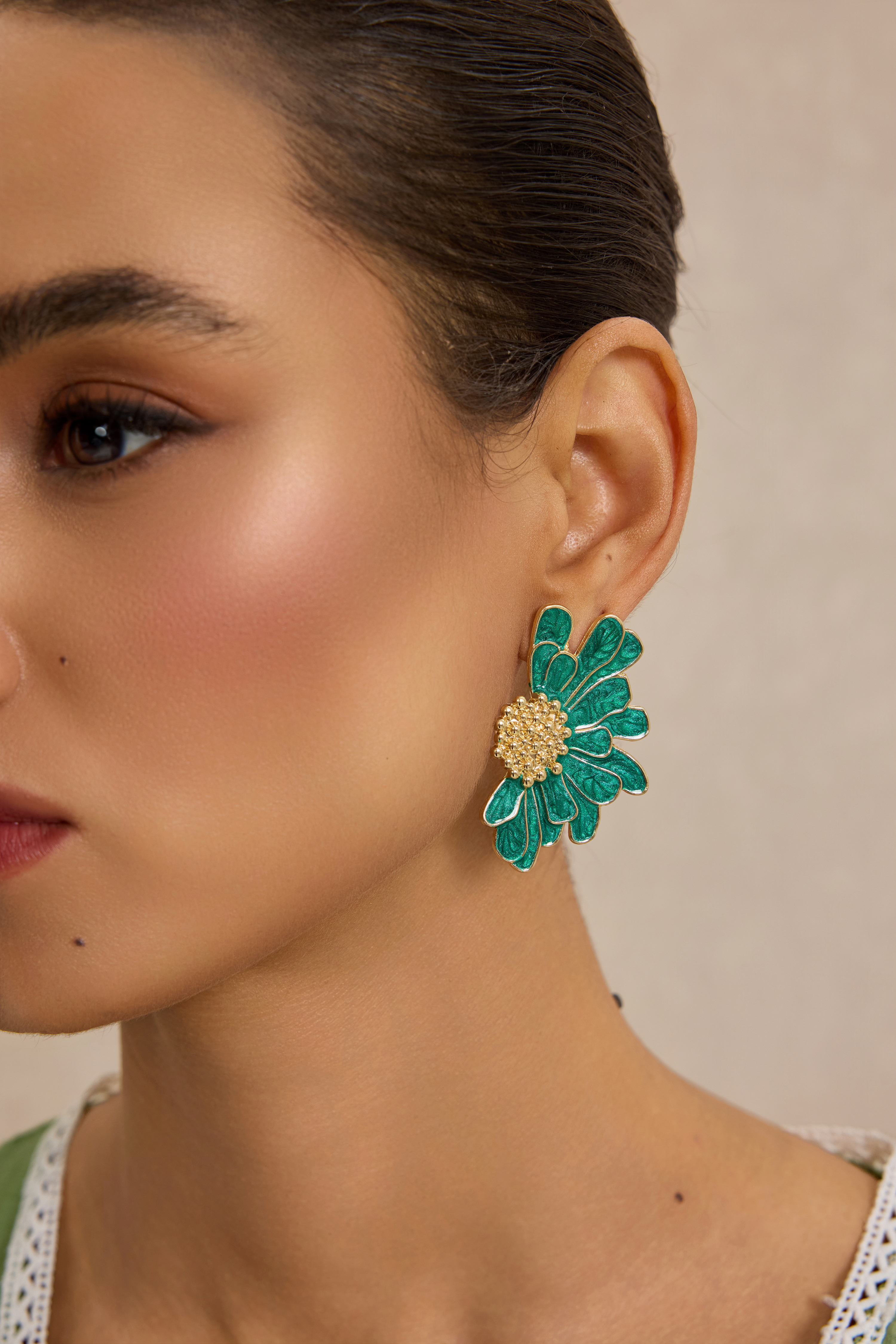 Vintage Flower Petal Stud Earrings