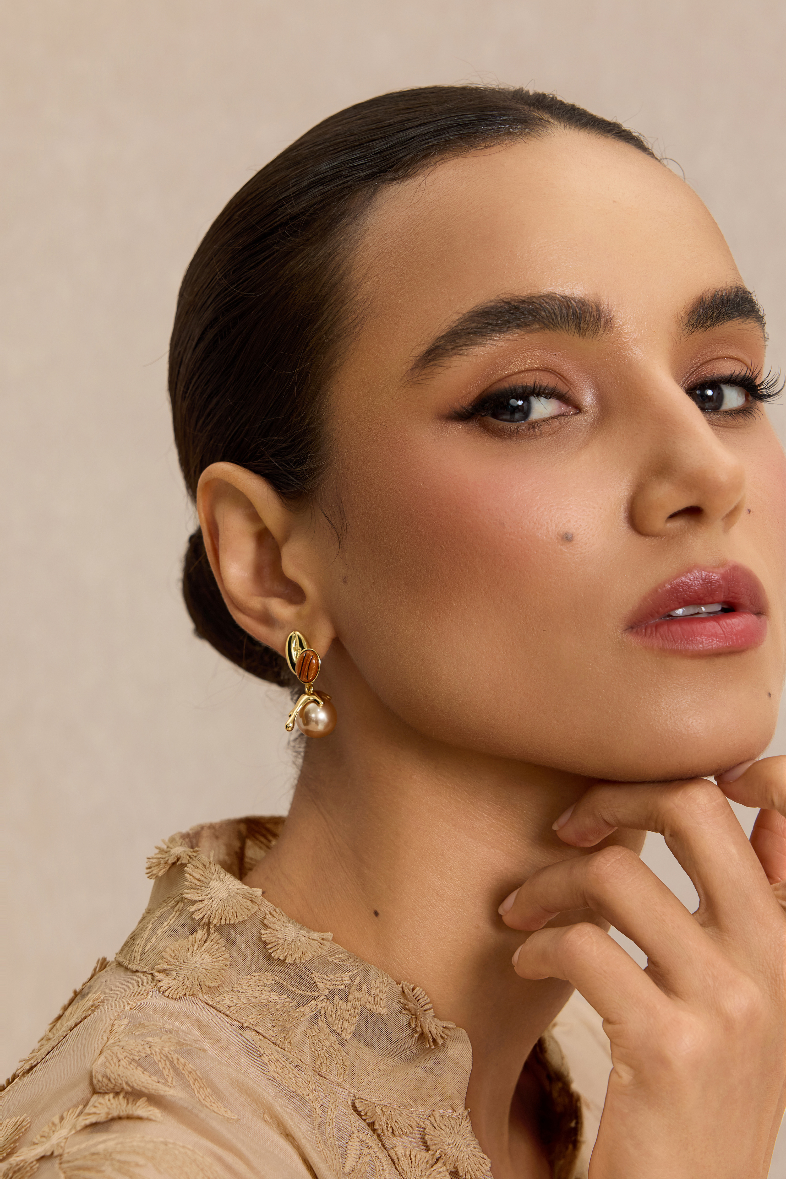 Amber Faux Pearl Drop Earrings