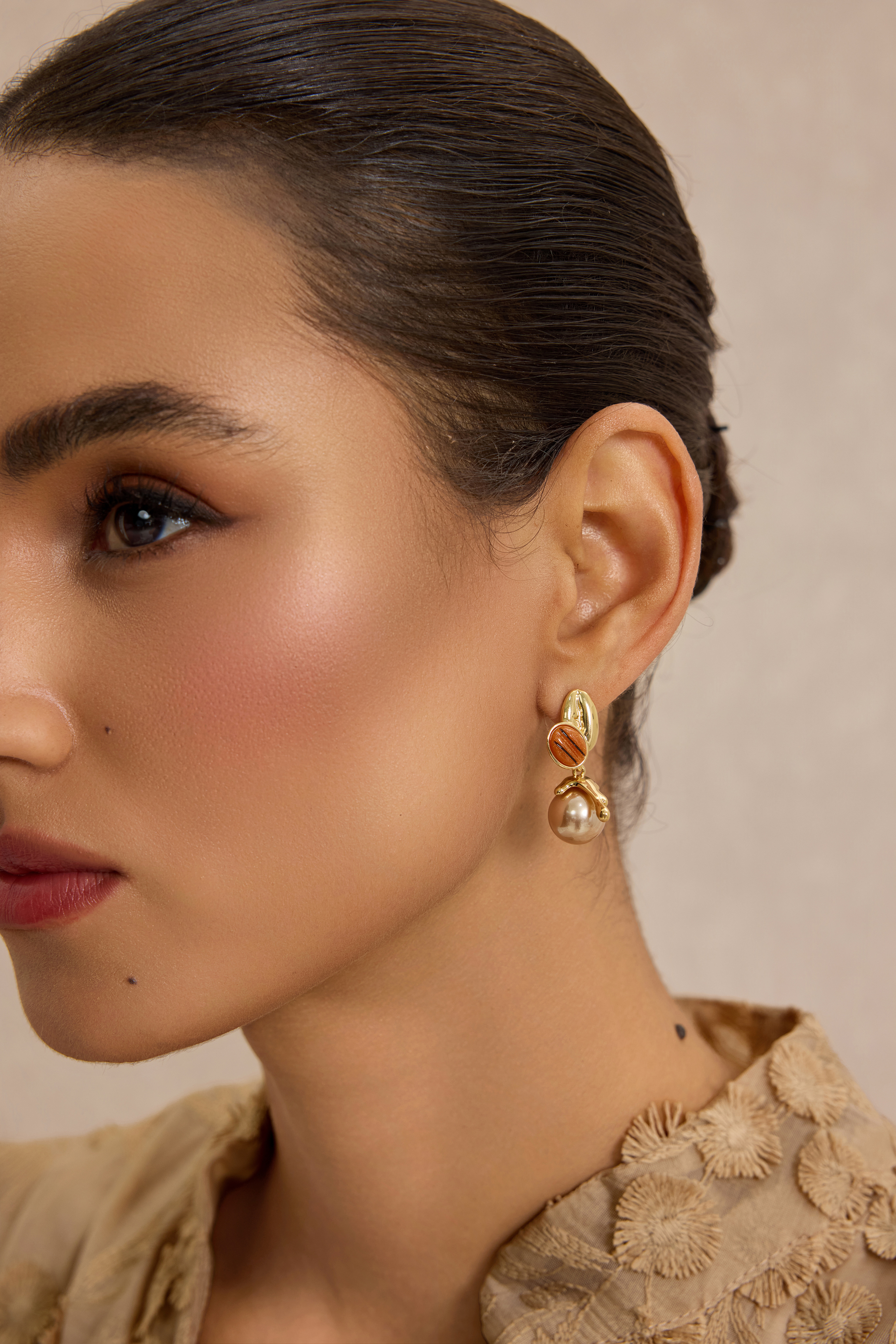 Amber Faux Pearl Drop Earrings