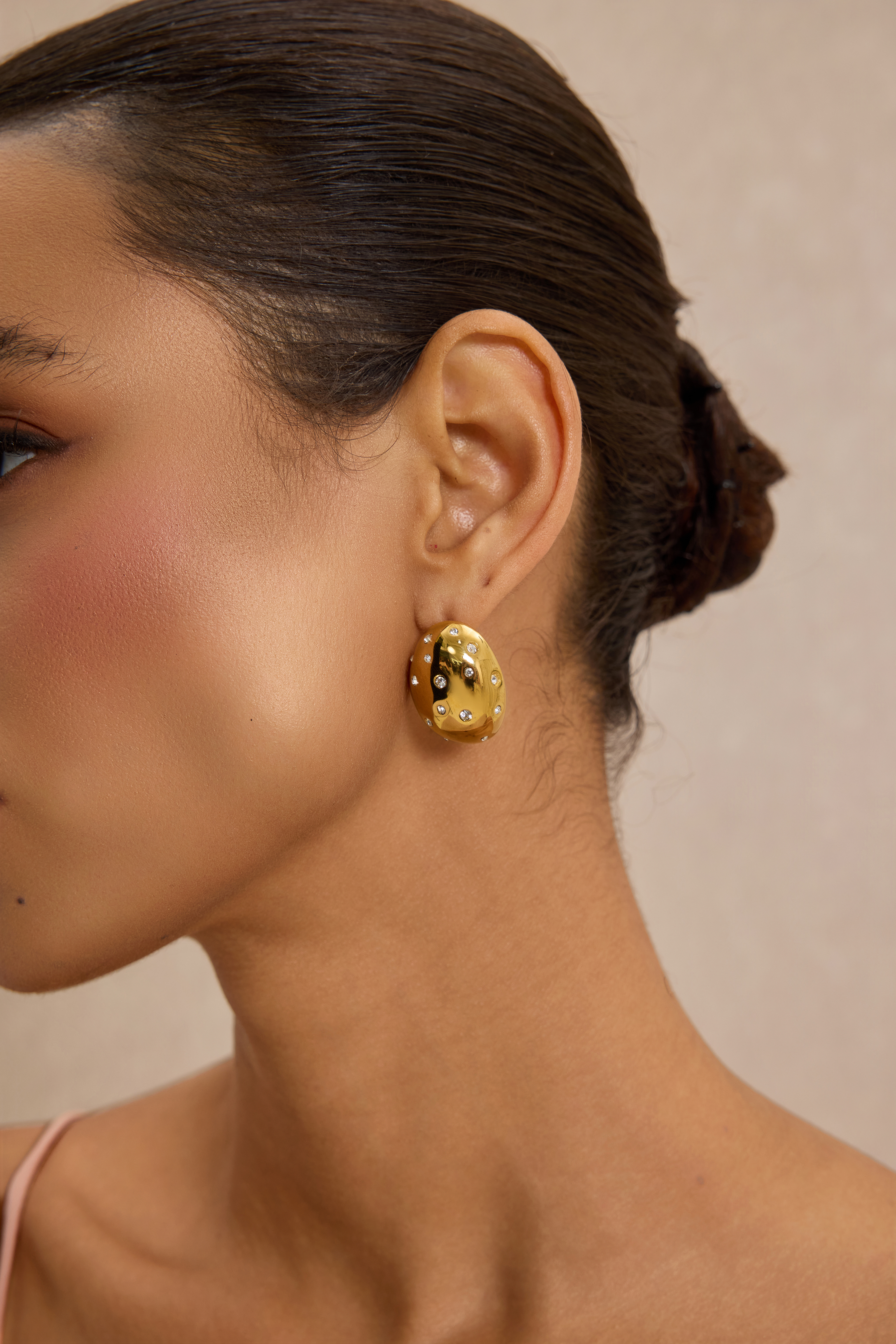 Faux Diamond Oval Stud Earrings