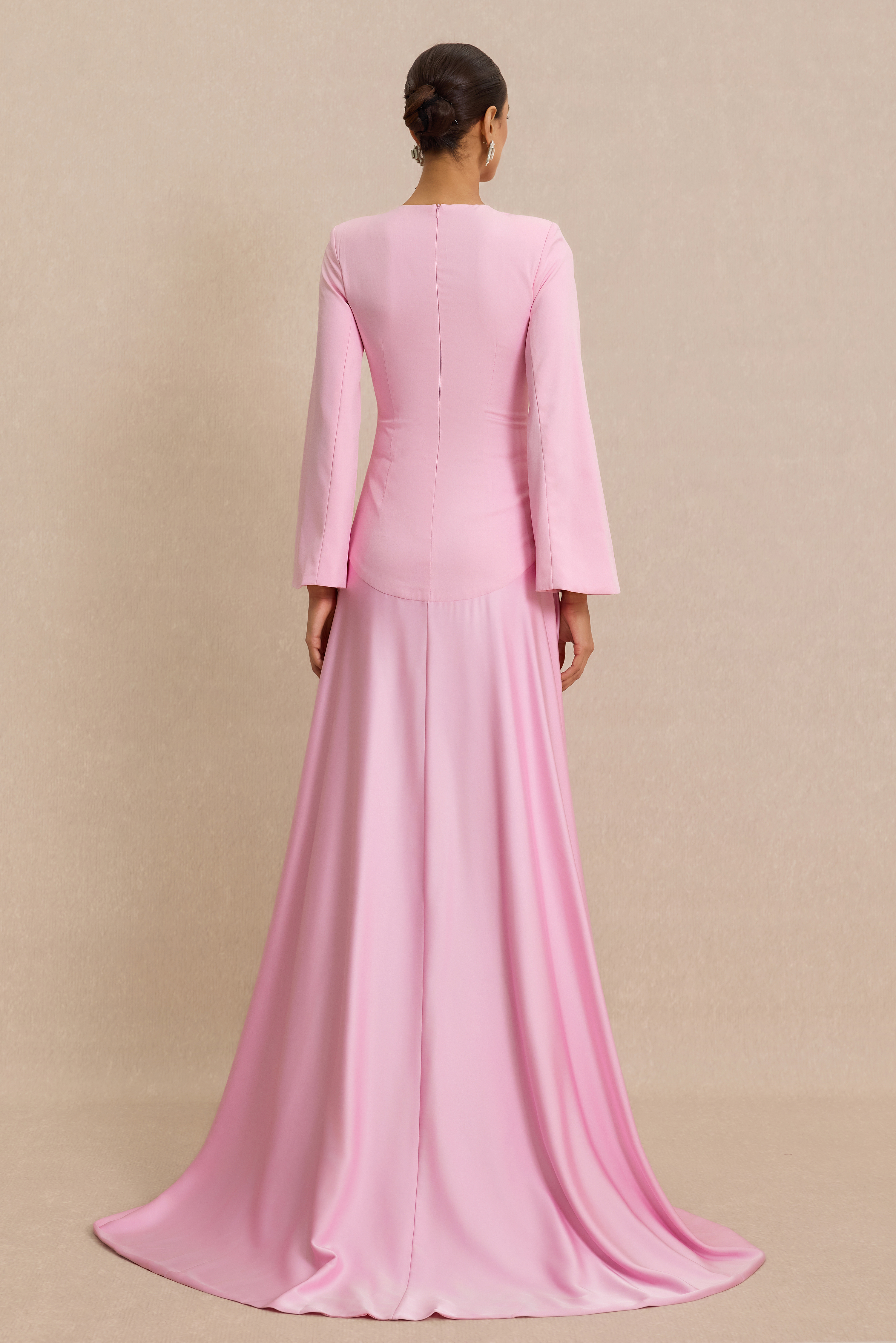 Satin Splicing Bell Sleeve Maxi Dress
